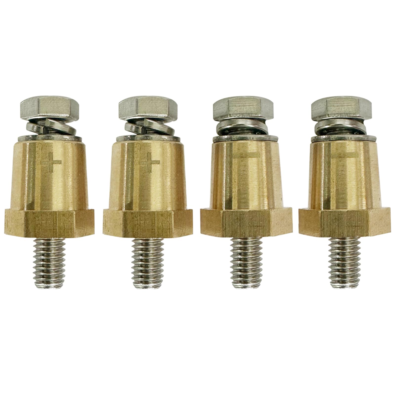 Ampper M8 Thread Brass Battery Terminal Charging Posts, Battery Post Adapter (+/-) With Solid M8 Bolts As Male Posts Direct To B