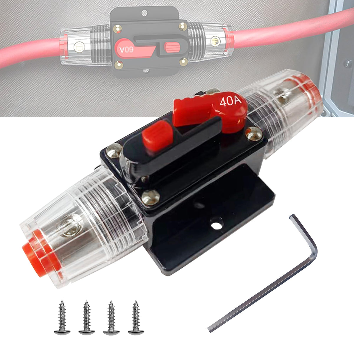 Buddy Par Exce 40 Amp Circuit Breaker Switch Resettable Fuse Manual Reset For Car Audio Sound Amplifier System Marine Boat Truck