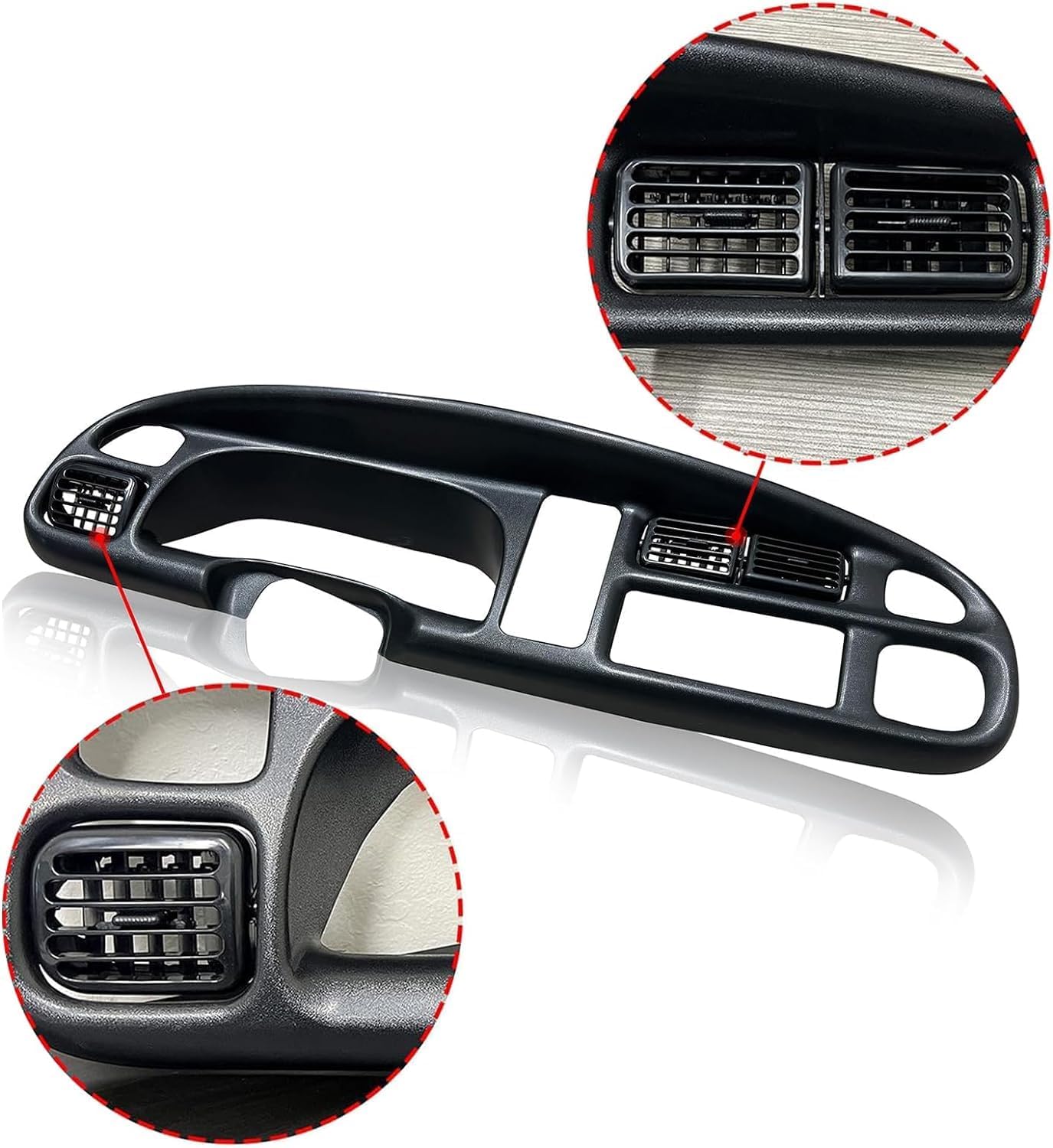 Ecotric Dash Board Bezel Cover Compatible With 1998-2002 Dodge Ram 1500 2500 3500 Instrument Panel Cover W/Vents Replacement For