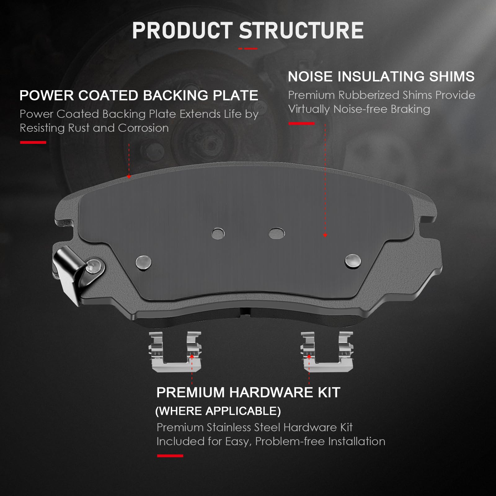 Cciyu D1421 Ceramic Front Brake Pads Set Fit For Buick Allure,Cascada,For Cadillac Elr,For Chevy Equinox,Impala,For Malibu, For