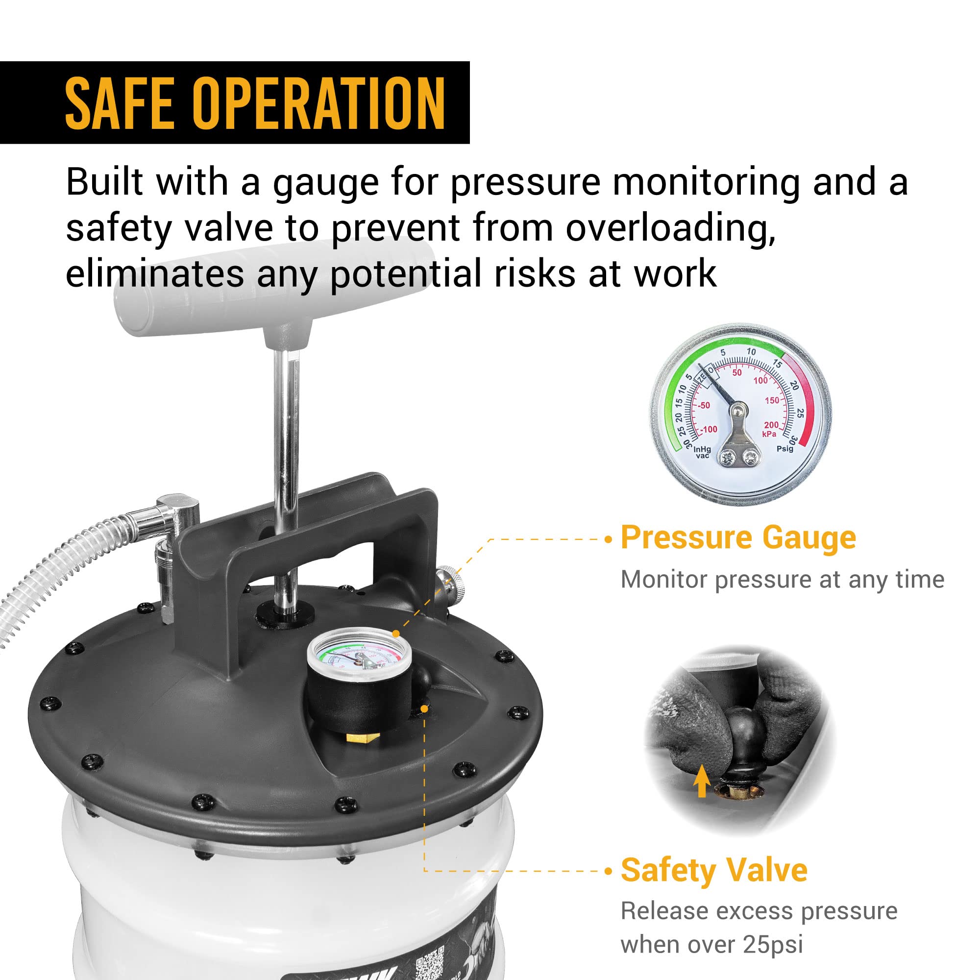 Ewk 12L Heavy Duty Manual Oil Extractor/Dispenser Pump For Automotive Fluids Vacuum Evacuation