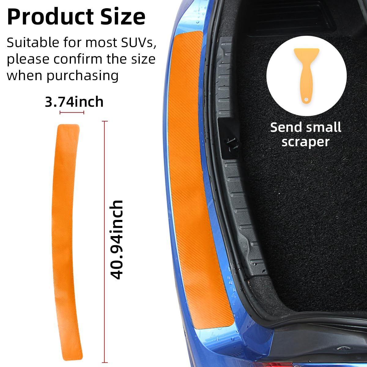 Ziciner Car Rear Bumper Protector Guard, Anti-Scratch Carbon Fiber Trunk Door Sill Protection Strip Sticker, Universal Vehicle T