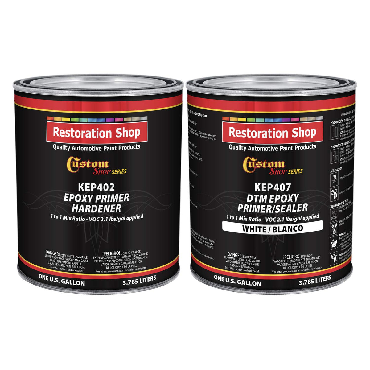 Custom Shop - White Epoxy Primer/Sealer 2.1 Voc (2-Gallon Kit) Anti-Corrosive Dtm High-Performance Primer For Automotive And Ind