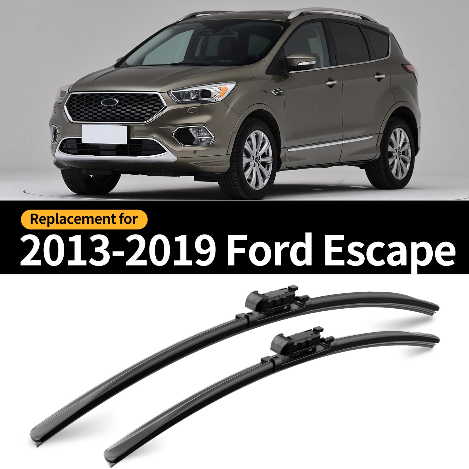 Gardimu Front And Rear Windshield Wiper Blades, 3 Pcs Front And Back Windshield Wipers Blades Replacement For Ford Escape 2013-2