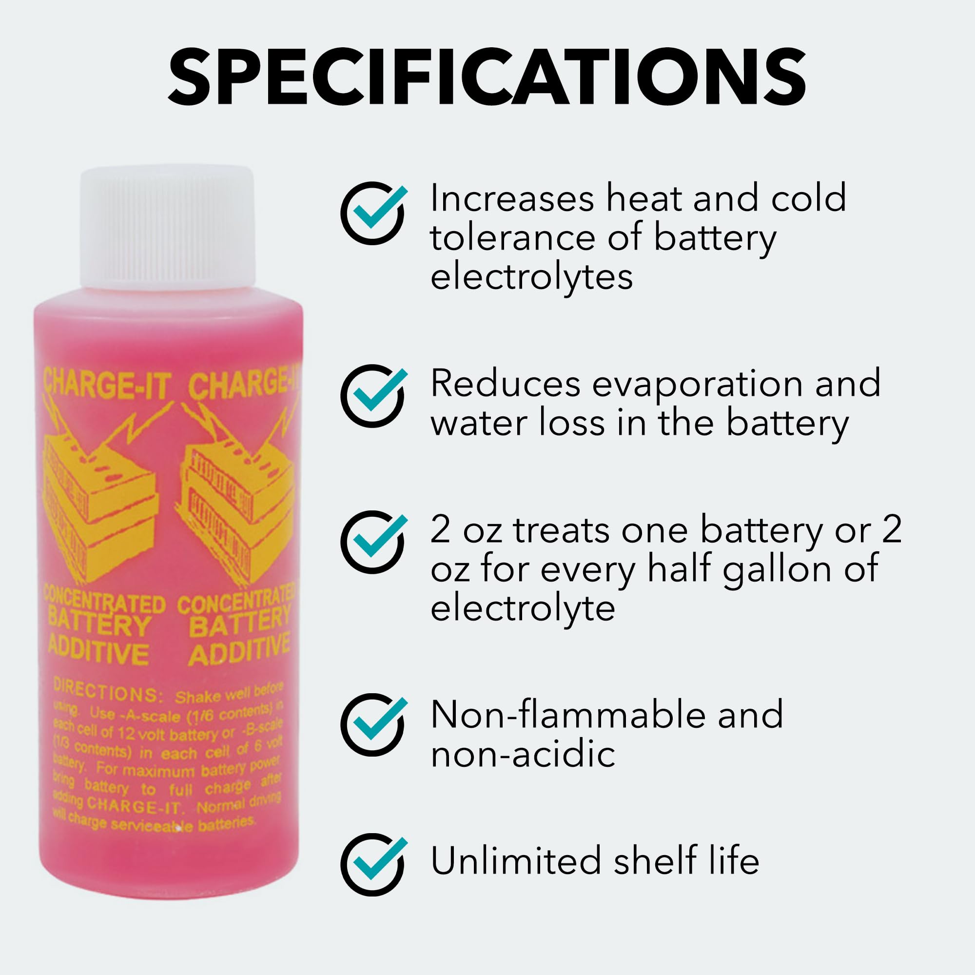 Solder-It Charge-It Battery Additive Heavy-Duty Concentrate (2 Fl Oz) | Battery Desulfator And Reactivator For Motorcycle, Golf