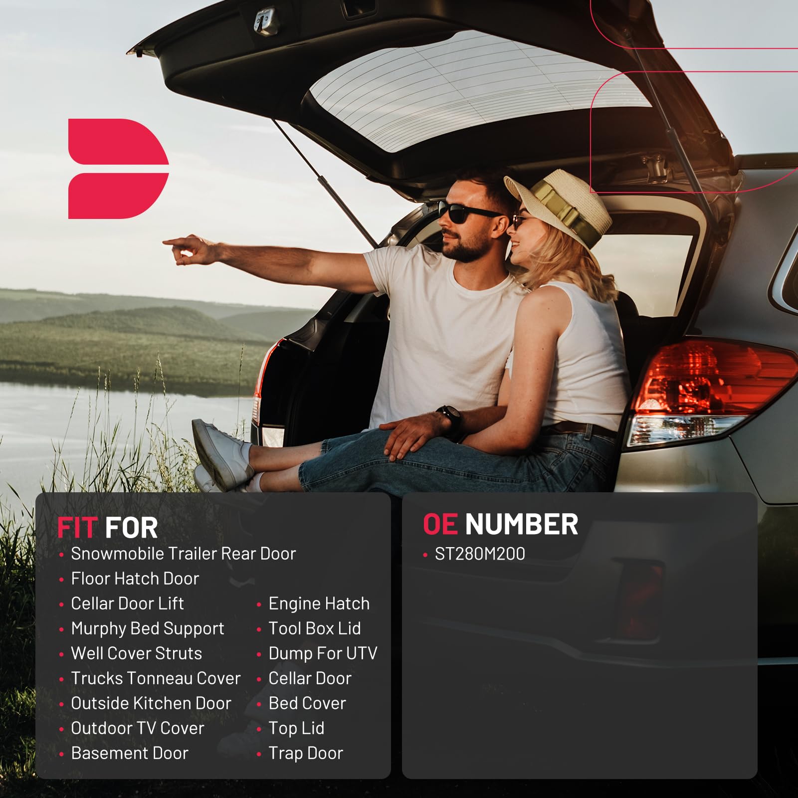 Bdfhyk St280M200 28Inch 200Lbs (890N) Gas Shocks Struts Lift Support For Floor Hatch Door, Trap Door, Murphy Bed Support,Trucks