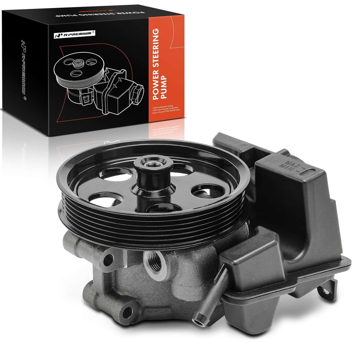 A-Premium Power Steering Pump, with Pulley & Reservoir, Compatible with Ford Focus 2006-2011, Transit Connect 2010-2011, 2.0L 2.