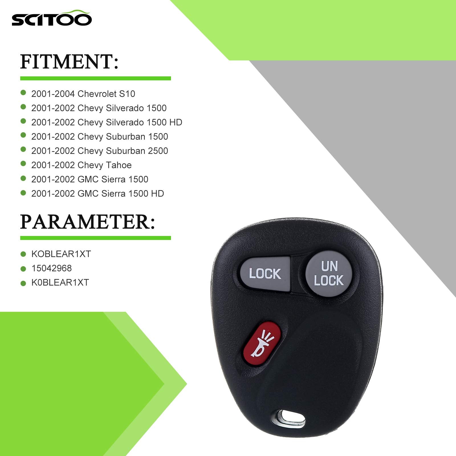 Scitoo Compatible With Keyless Entry Remote Key Fob Fit For Gmc Sierra 1500 Hd 01 02 For Gmc Sierra 2500 01 02 For Gmc Sonoma 01