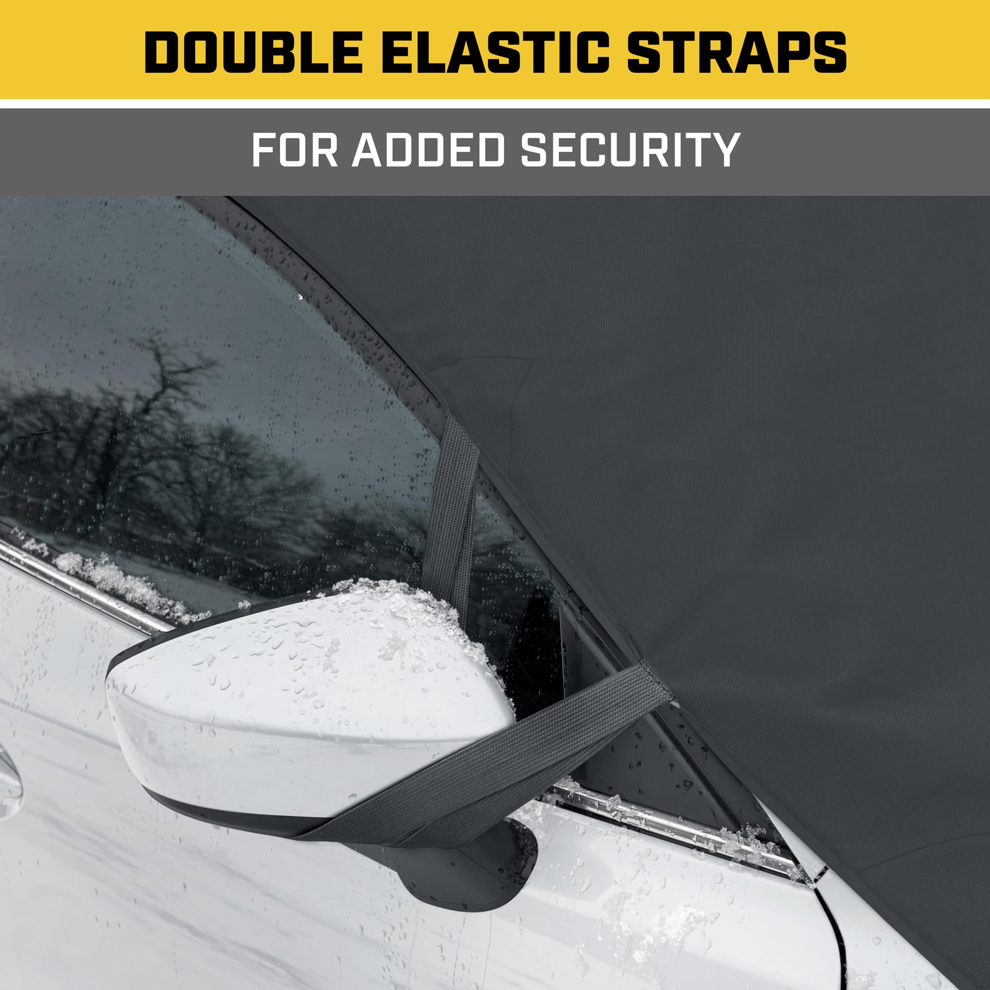 Cat Windshield Snow Cover, Toughest Car Frost Protector For Ice & Sleet, Weatherproof For Winter, Includes Anti-Theft Straps, Fr
