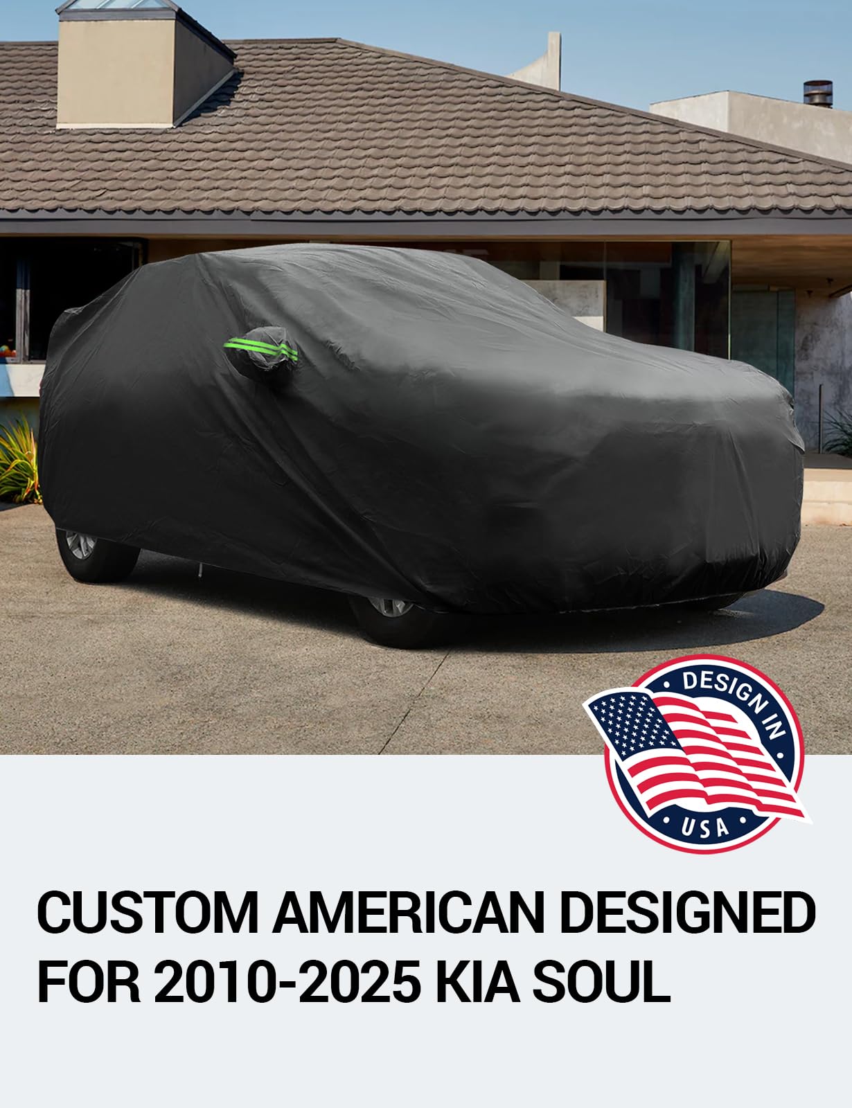 Proadsy 2025 Upgrade Car Cover Custom Fit For Kia Soul 2010-2025, Waterproof All Weather For Automobiles, Full Exterior Cover Ra