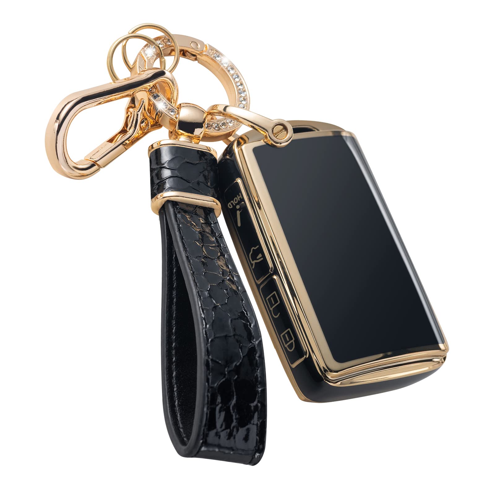 Muzizyq For Mazda Key Fob Cover With Leather Keychain Soft Tpu Protection Key Case Compatible With Mazda 3, Mazda 3 Hatchback, 2