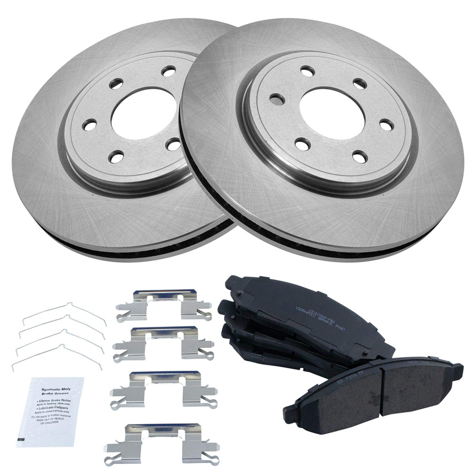 Trq Front Brake Pad & Rotor Kit Brake Pads Brake Rotor Ceramic Compatible With 2005-2021 Nissan Frontier 2005-2012 Pathfinder 20