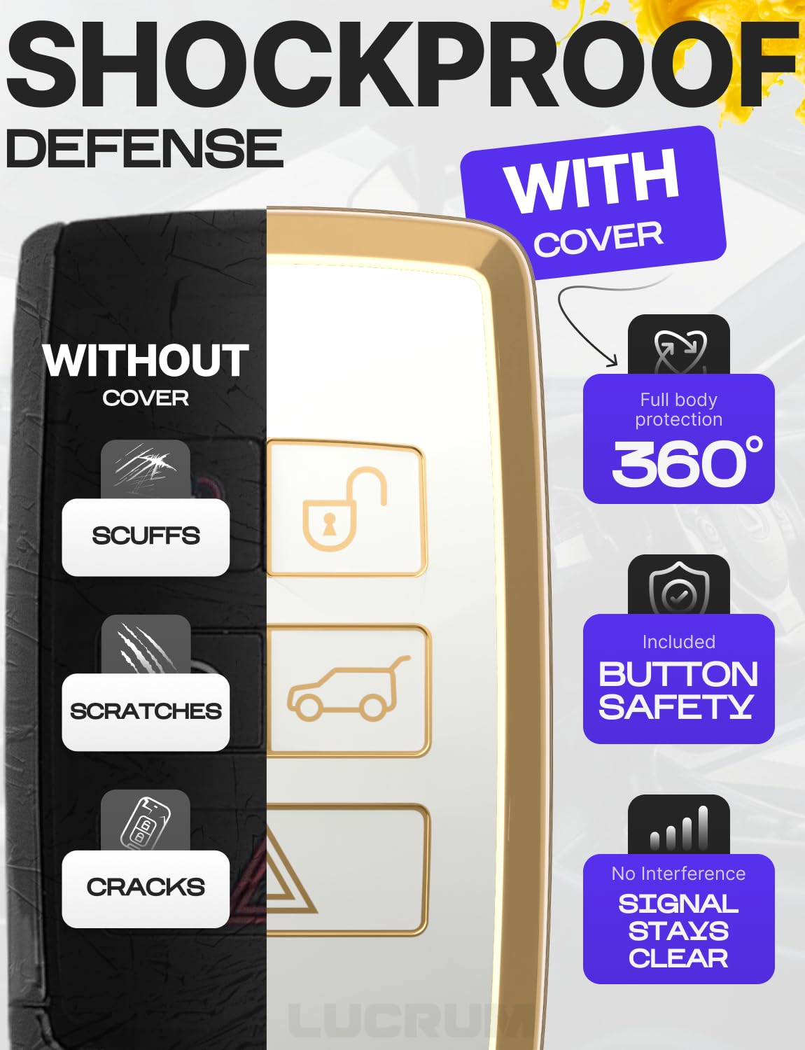 For Range Rover Key Fob Cover And Leather Keychain, Full Cover Key Case For Jaguar Xe Xj Xf For Land Rover Sport, Velar, Evoque,