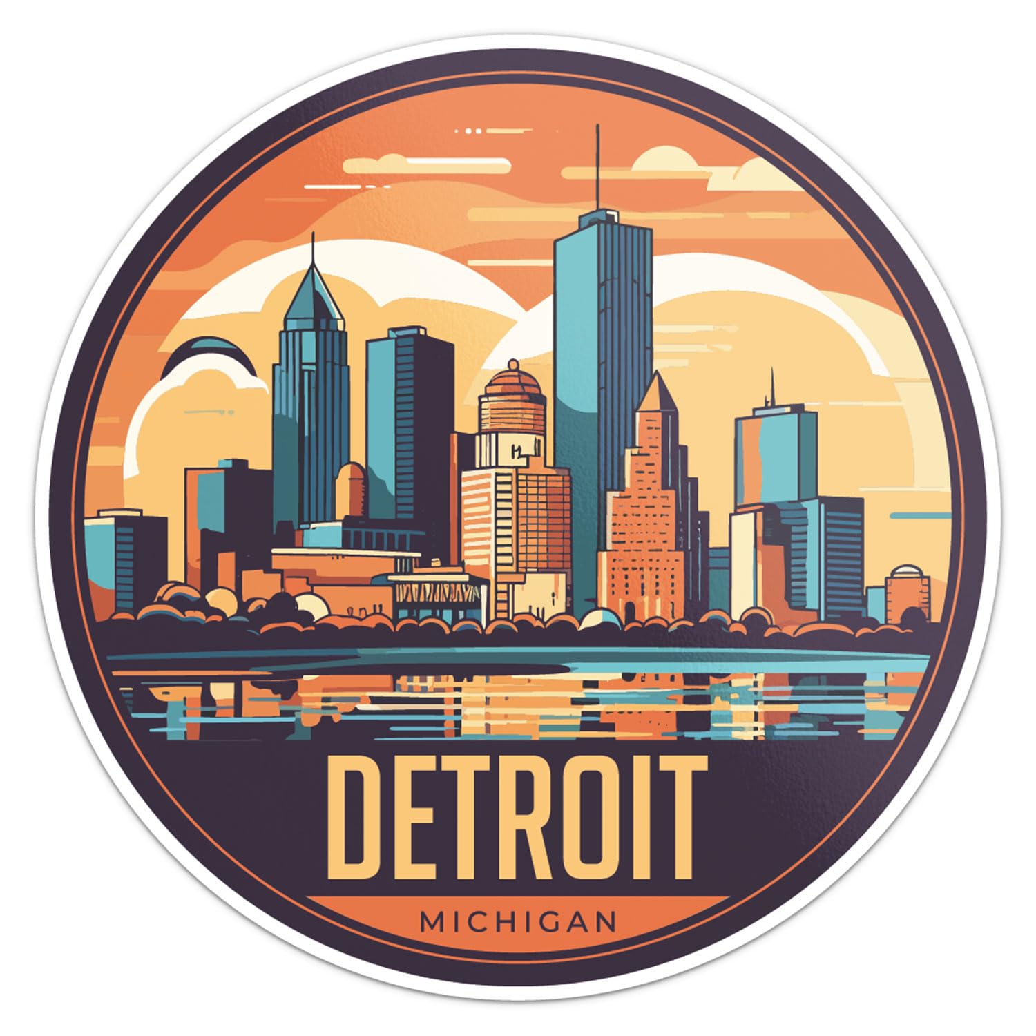 Detroit City Sticker - Waterproof Vinyl Decal for Car Bumper, Laptop, Water Bottle, Wall, and Window, Size - 3'' Longer Side