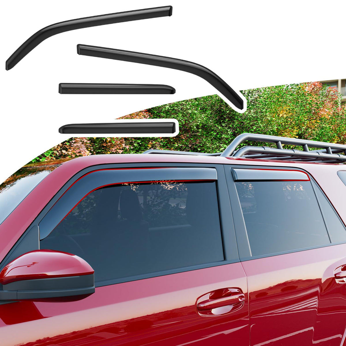 Xipoo Side Window Visor Deflector Compatible with 2010-2024 Toyota 4Runner Rain Deflector 4Pcs Window Visors Replacement for 201