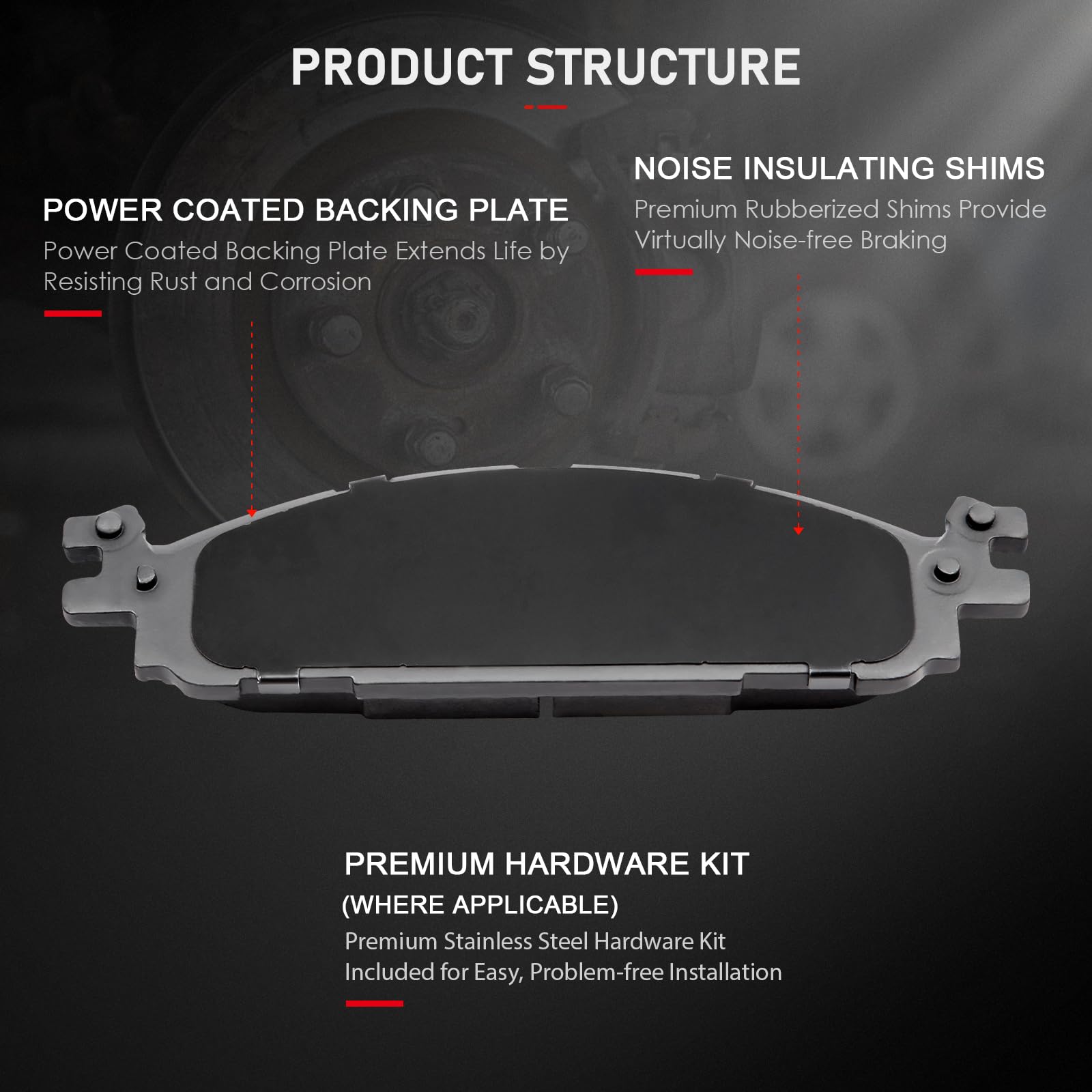 Cciyu D1377 D1508 Ceramic Front Rear Brake Pad Set Fit For 2011-2019 For Ford Explorer,2009-2017 For Ford Flex,2011-2018 For For