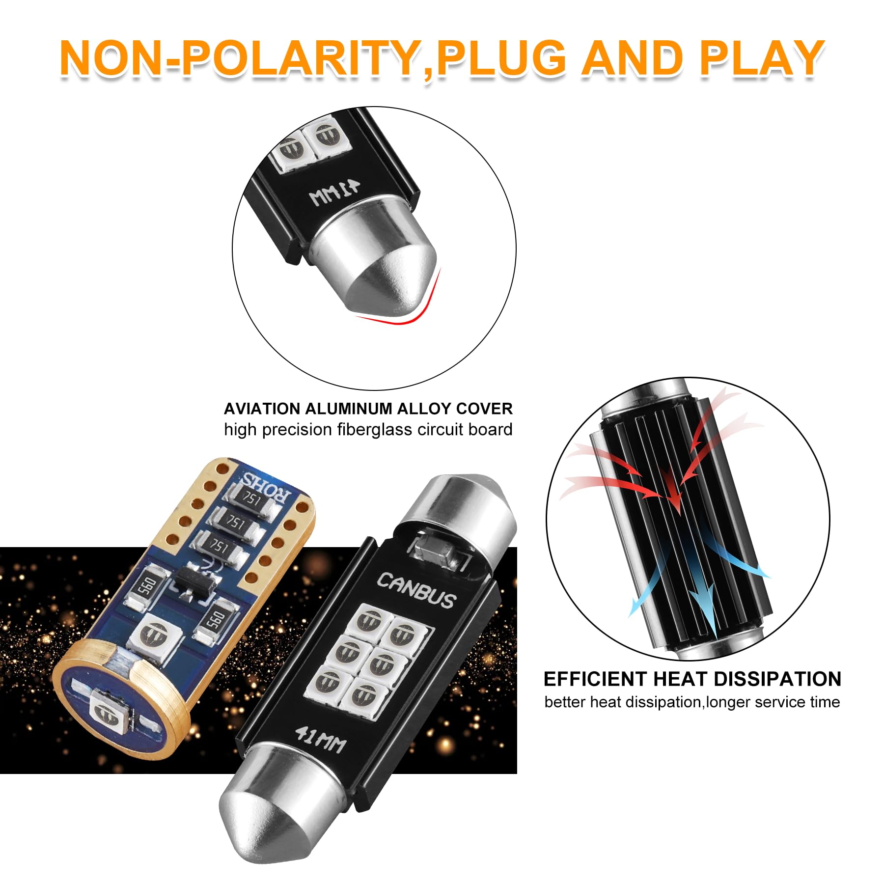 Ibrightstar 41Mm 211-2 212-2 578 194 168 T15 Led Bulbs 3030 Chipset Error Free For Car Truck Interiors Dome Map Door Courtesy License Plate Lights Pack Of 10, Blue