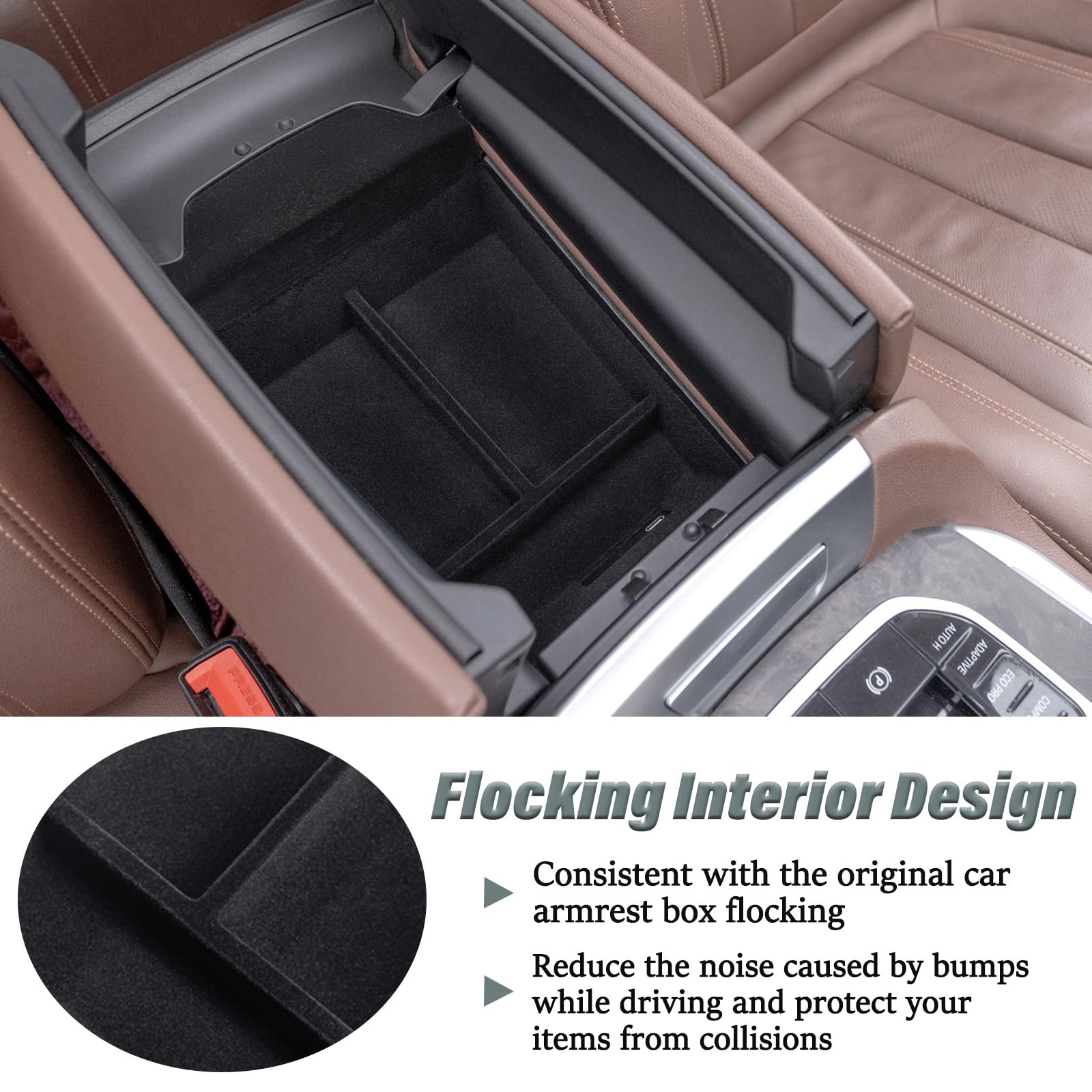 Jkcover Flocking Material Center Console Organizer Tray Compatible With Bmw X5 G05 X7 G07 (2019-2025) And X6 G06 (2020 2021 2022