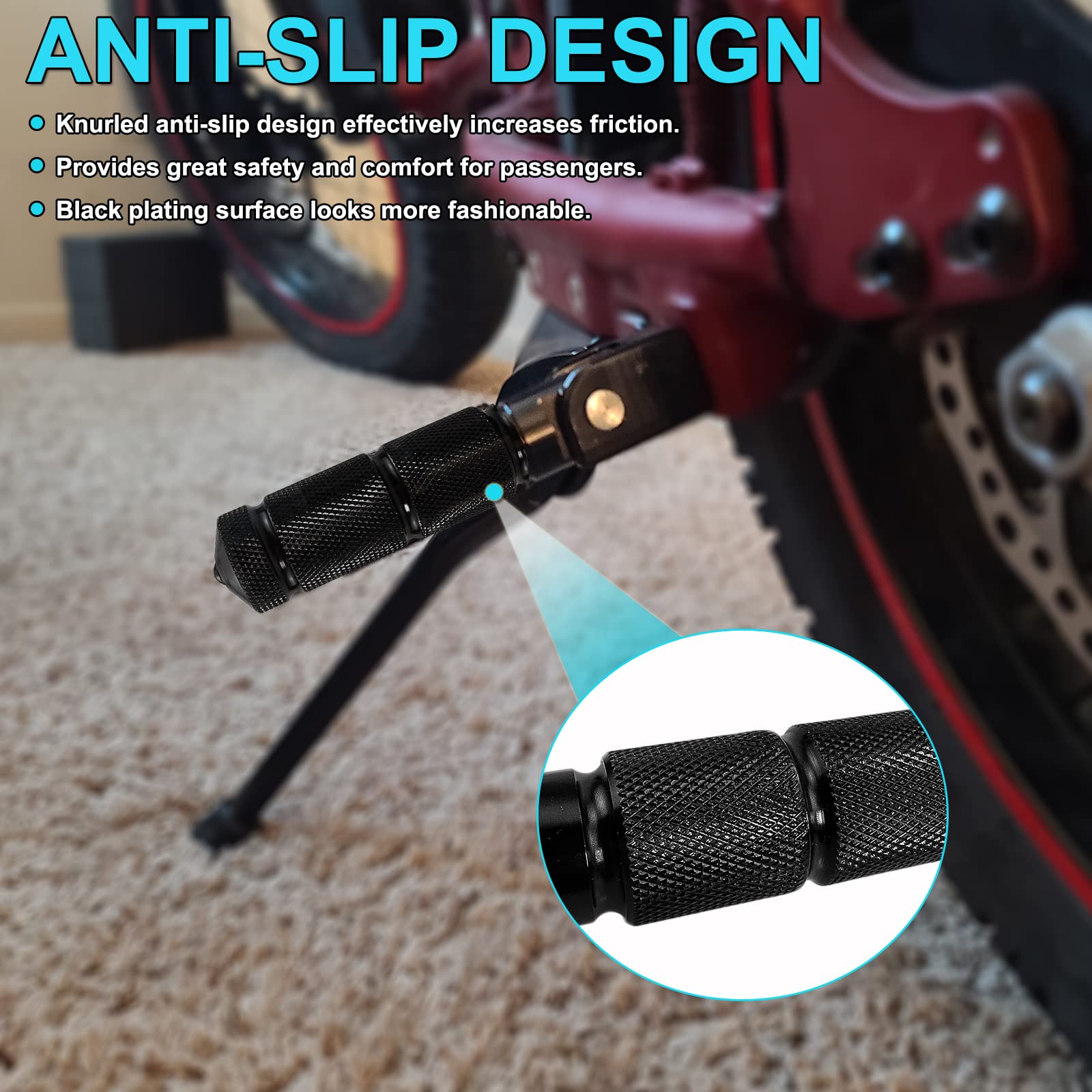 XITUADDA 8MM Motorcycle Foot Pegs 2PCS Folding 90 Degree Fixed Footpegs Passenger Pedals for Bicycles Electric Bikes ATV Compati