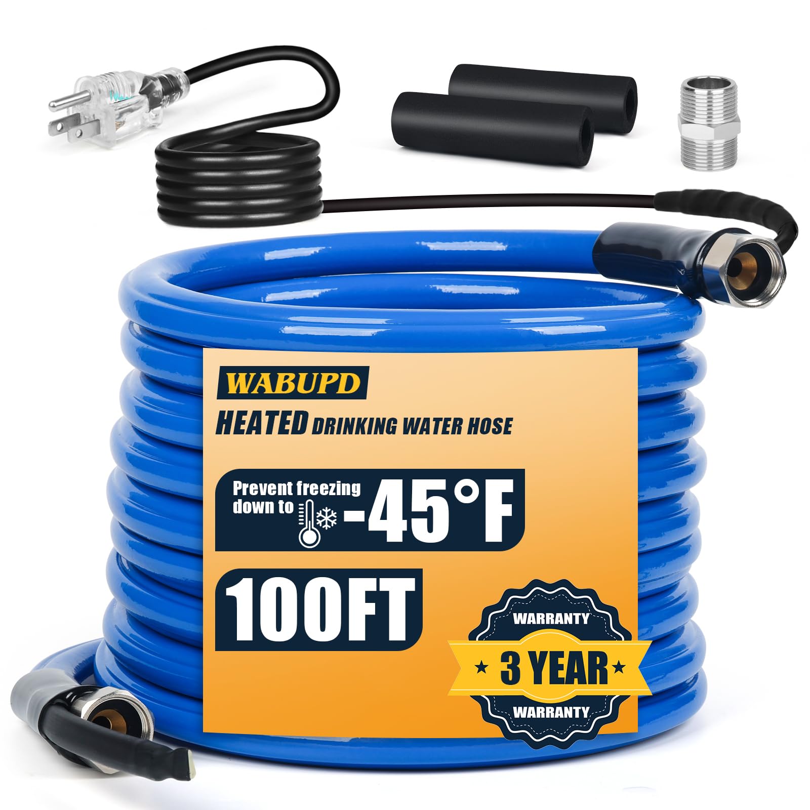 100FT Heated Water Hose for RV,Heated Drinking Water Hose,Anti-freezing Temperature Down to -50F, Great Rv Accessories for Campe