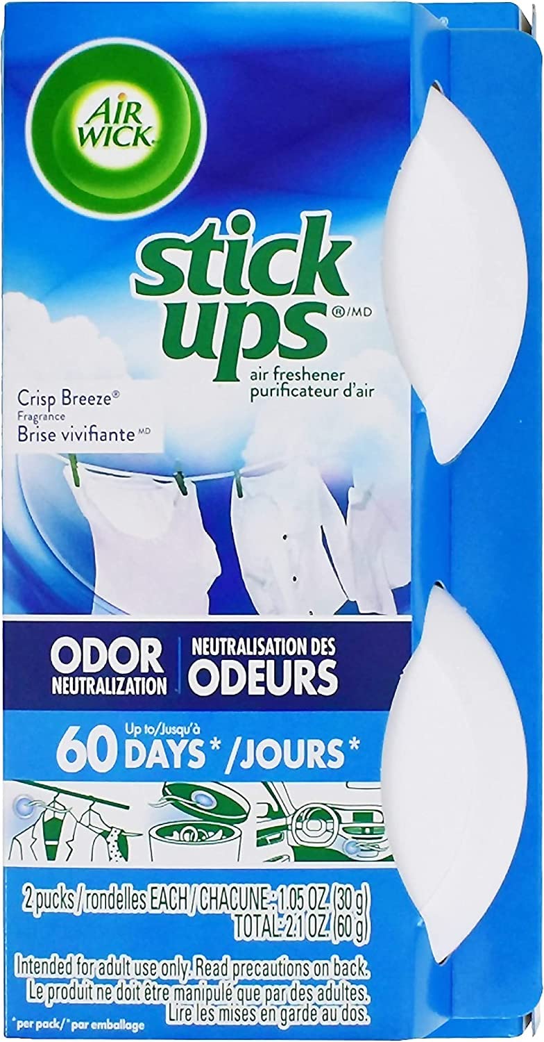 Air Wick Stick Ups Car Air Freshener, Crisp Breeze, 2ct Pack of 12, Blue, Model AC1109