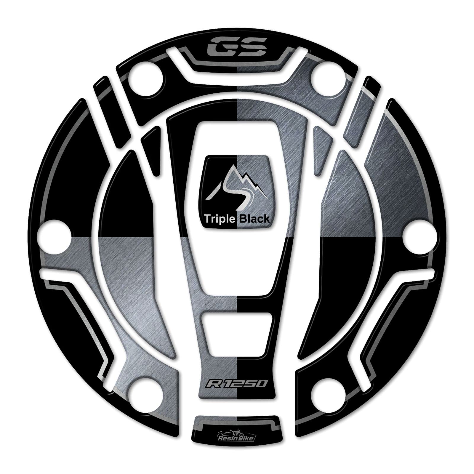 Resin Bike Motorcycle 3D Stickers Compatible With Bmw R 1250 Gs Triple Black 2021-2022. Tank Cap Protection From Bumps And Scratches. Resin Stickers - Made In Italy