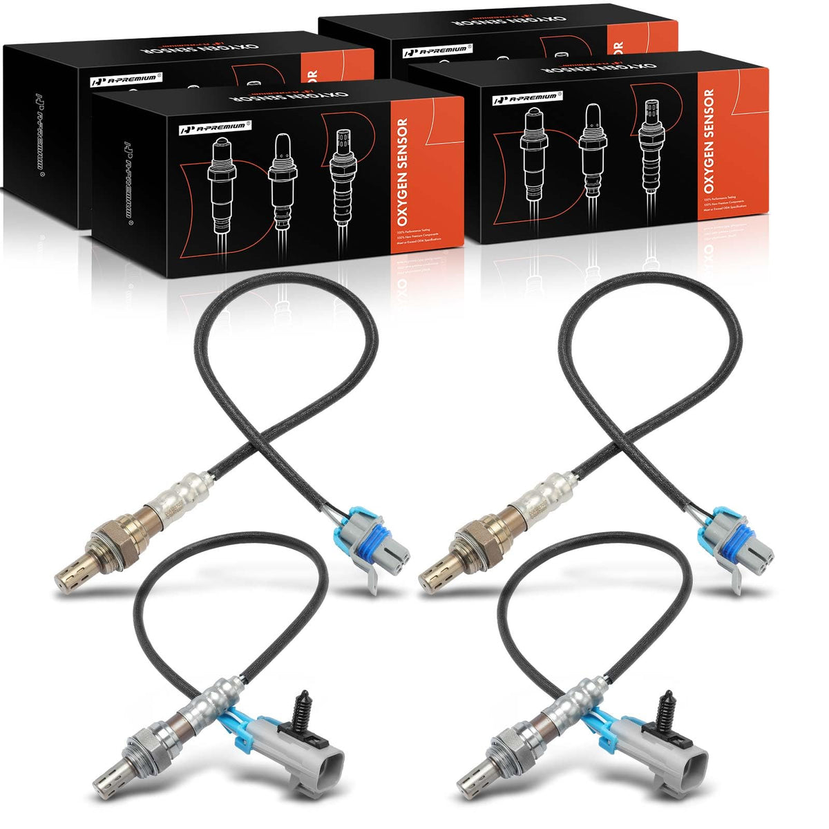A-Premium Set of 4 O2 Oxygen Sensor (Upstream and Downstream) Compatible with Chevy, GMC, Cadillac & Pontiac - Silverado 1500, M