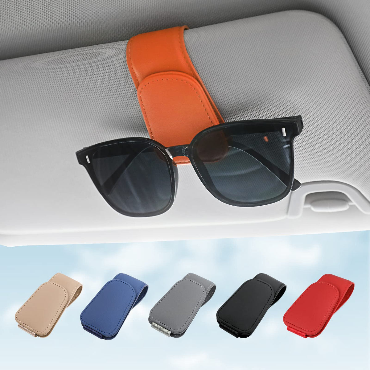 Sunglass Holder For Car Visor Sunglasses Clip Magnetic Leather Glasses Eyeglass Holder Truck Car Interior Accessories Universal 