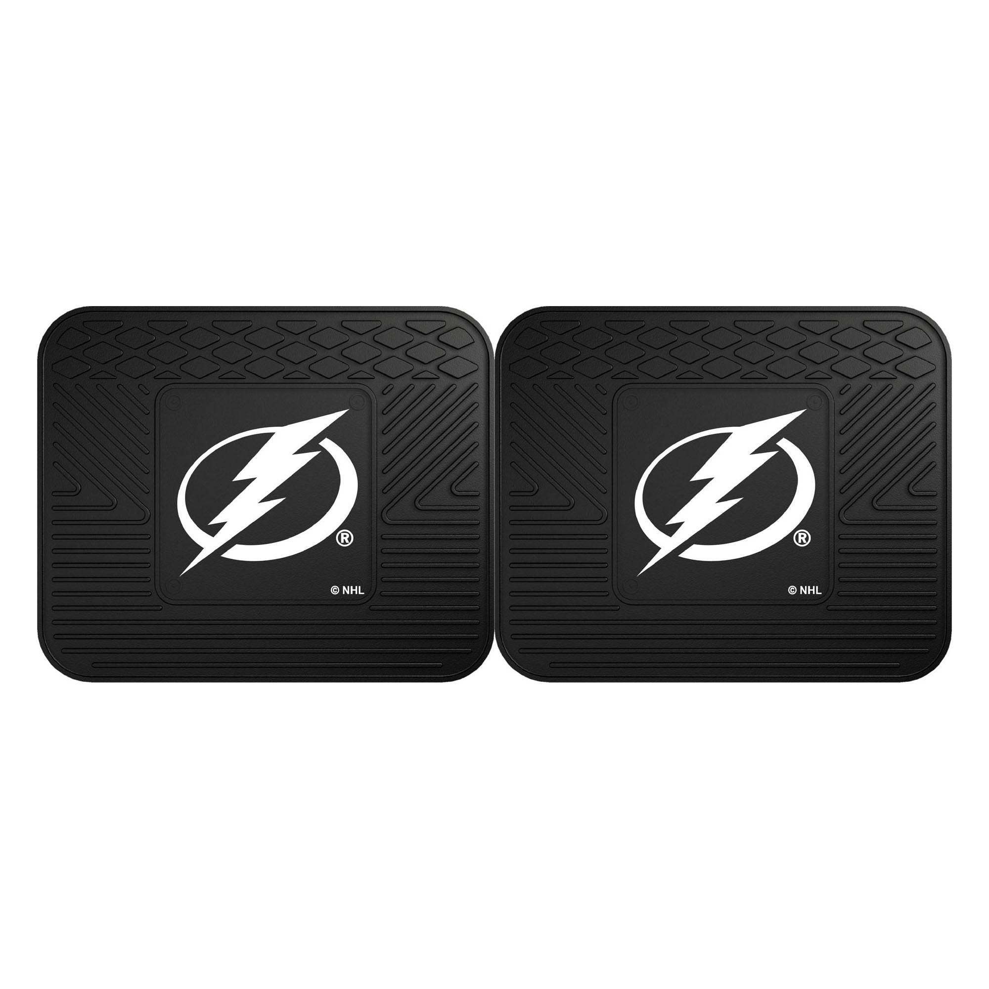 Fanmats 12412 Nhl Tampa Bay Lightning Back Row Utility Car Mats - 2 Piece Set, 14In. X 17In., All Weather Protection, Universal