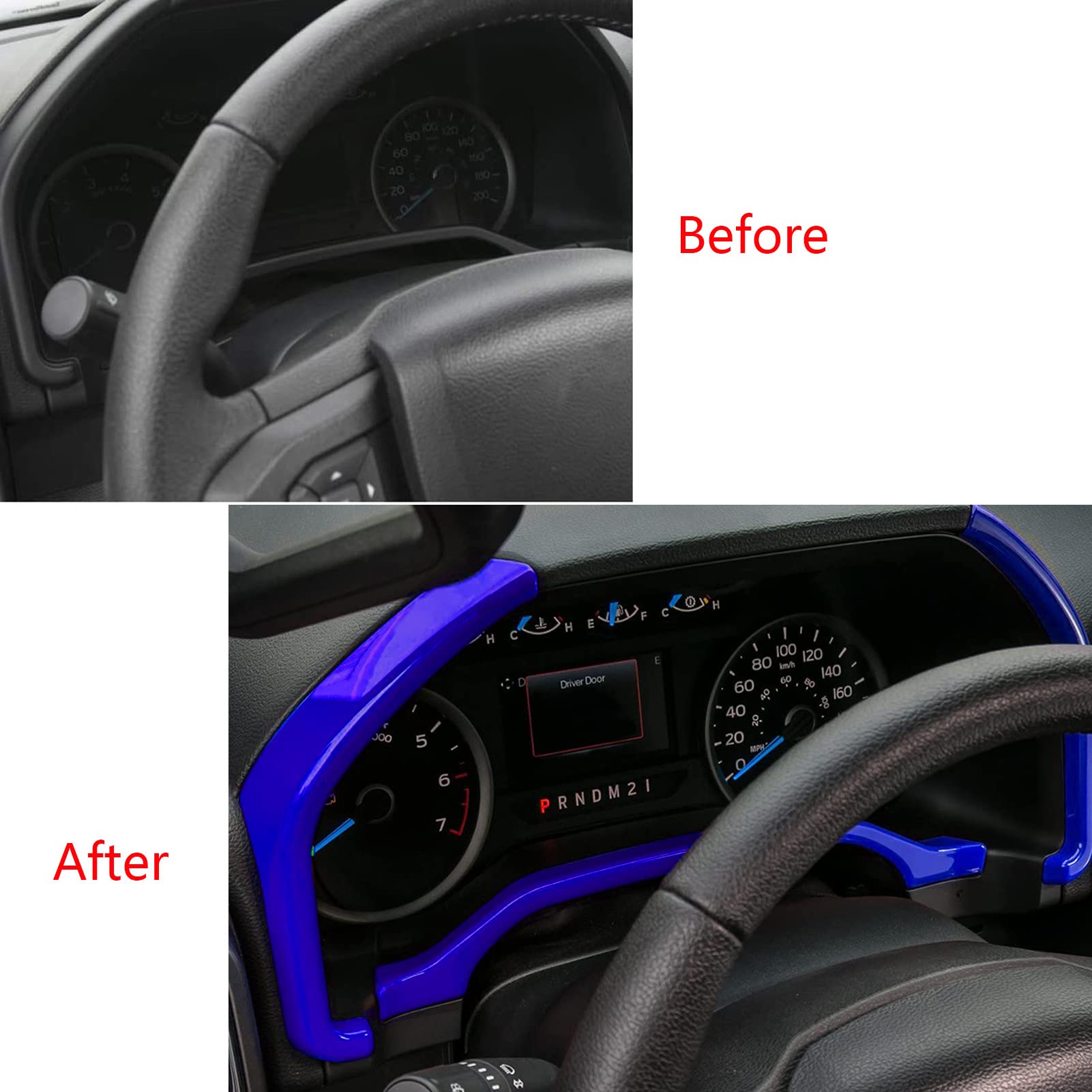 Keptrim For F150 Blue Dashboard Center Console Dash Board Trim For 2015-2020 Ford F150, 2017-2020 F250 F350, 3Pcs