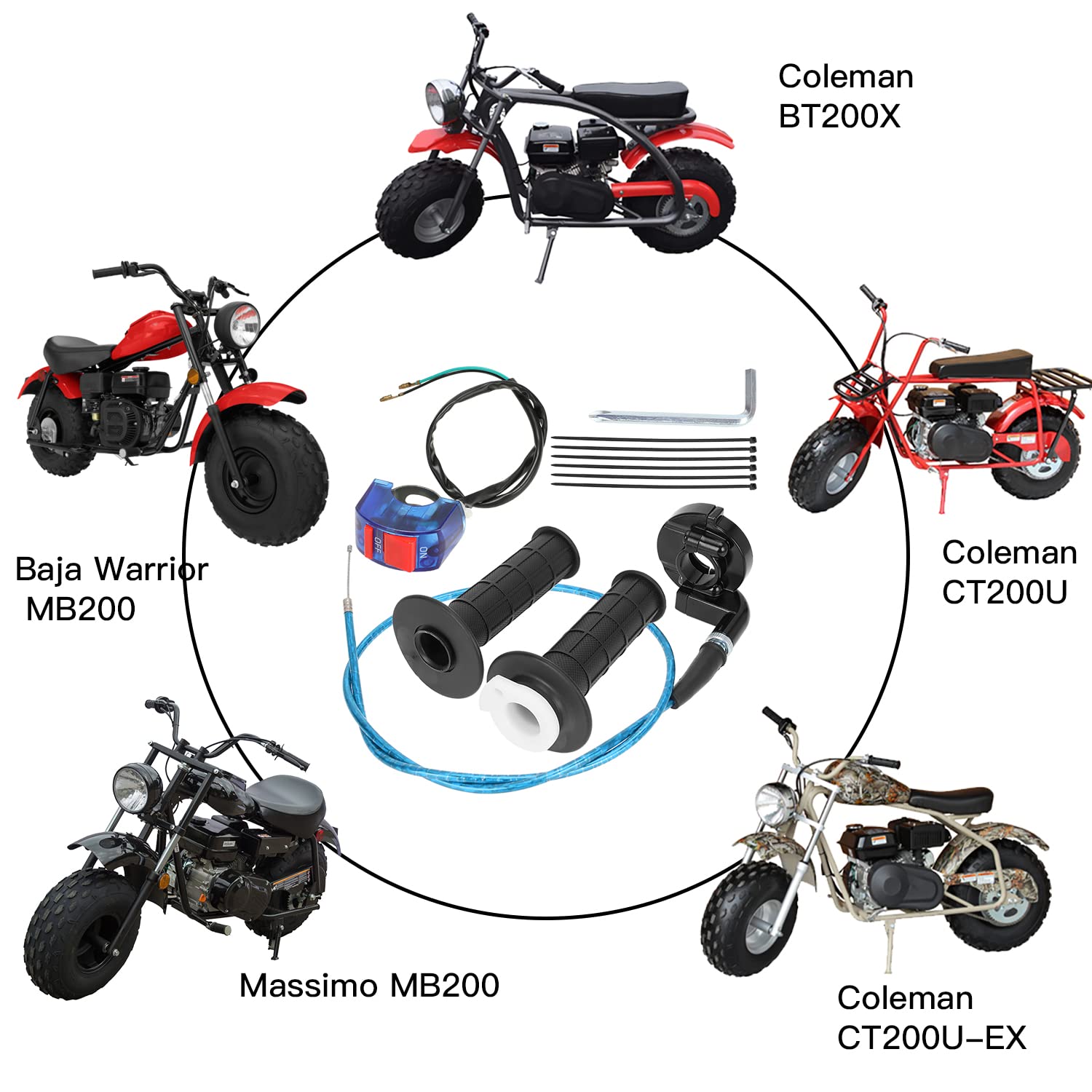 Yoxufa 7/8 Twist Throttle Handle Cable Grip For Predator 196Cc 212Cc 6.5Hp Coleman Ct200U Ct200U-Ex Bt200X Baja Warrior Mb200 79Cc Ct100U Motovox Mbx10 Monster Moto Mmb80 Mmb105 Mini Bike Go Kart