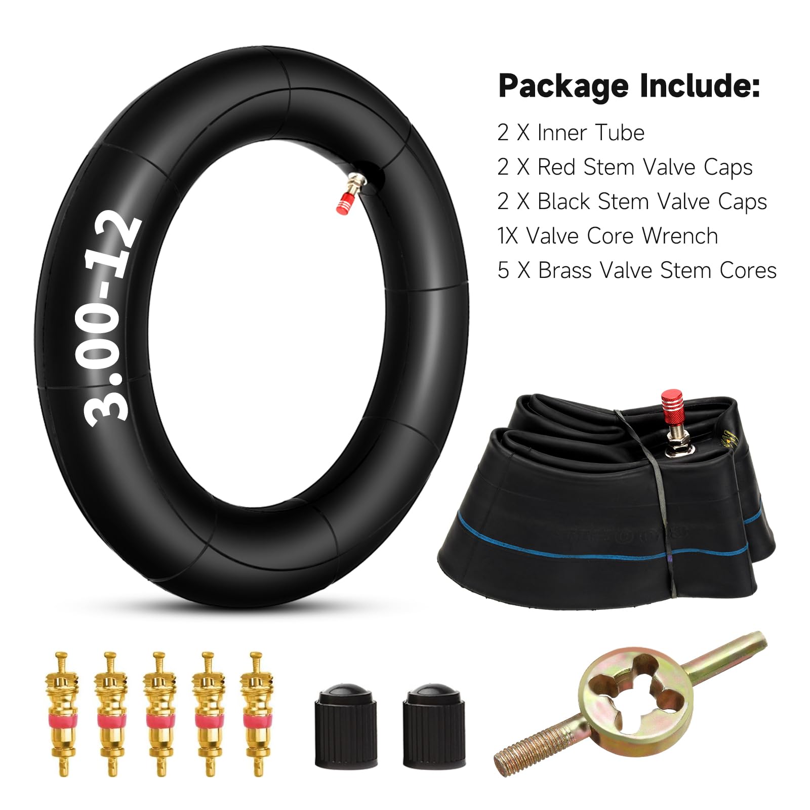 Fvrito 2.75 3.00-12 3.00X12 80/100-12 Inner Tube For Xr Crf 50 70 Kawasaki Klx 110 Kx60 Suzuki Drz110 Ds80 Jr80 Rm50 Rm60 Ttr90 110E Pw80 90-125Cc Off Road Motocross Pit Dirt Bike 2 Pack