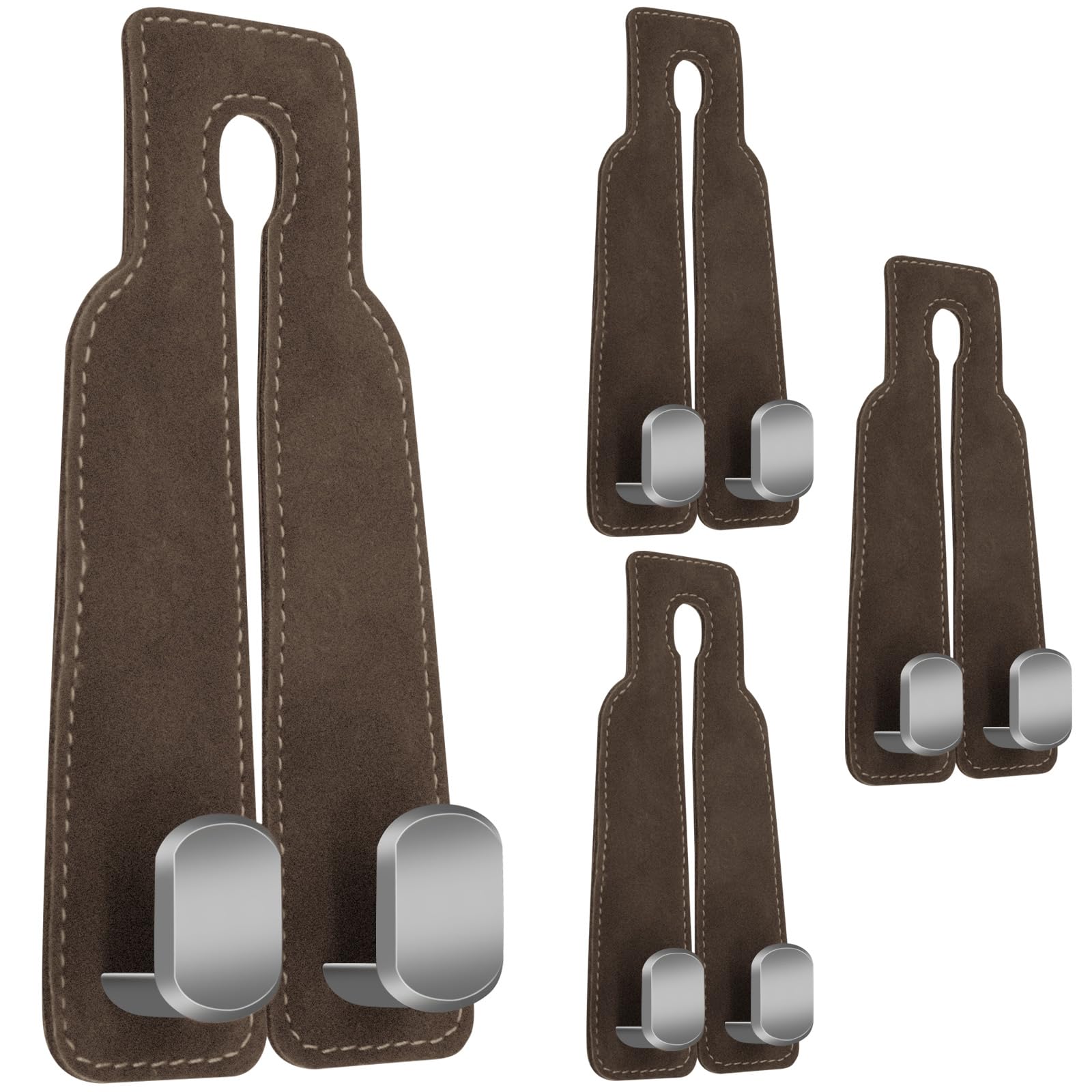 4Pcs Car Hooks For Headrest, Universal Mobile Phone Holder & Storage Hooks For Purses And Bags (Brown)