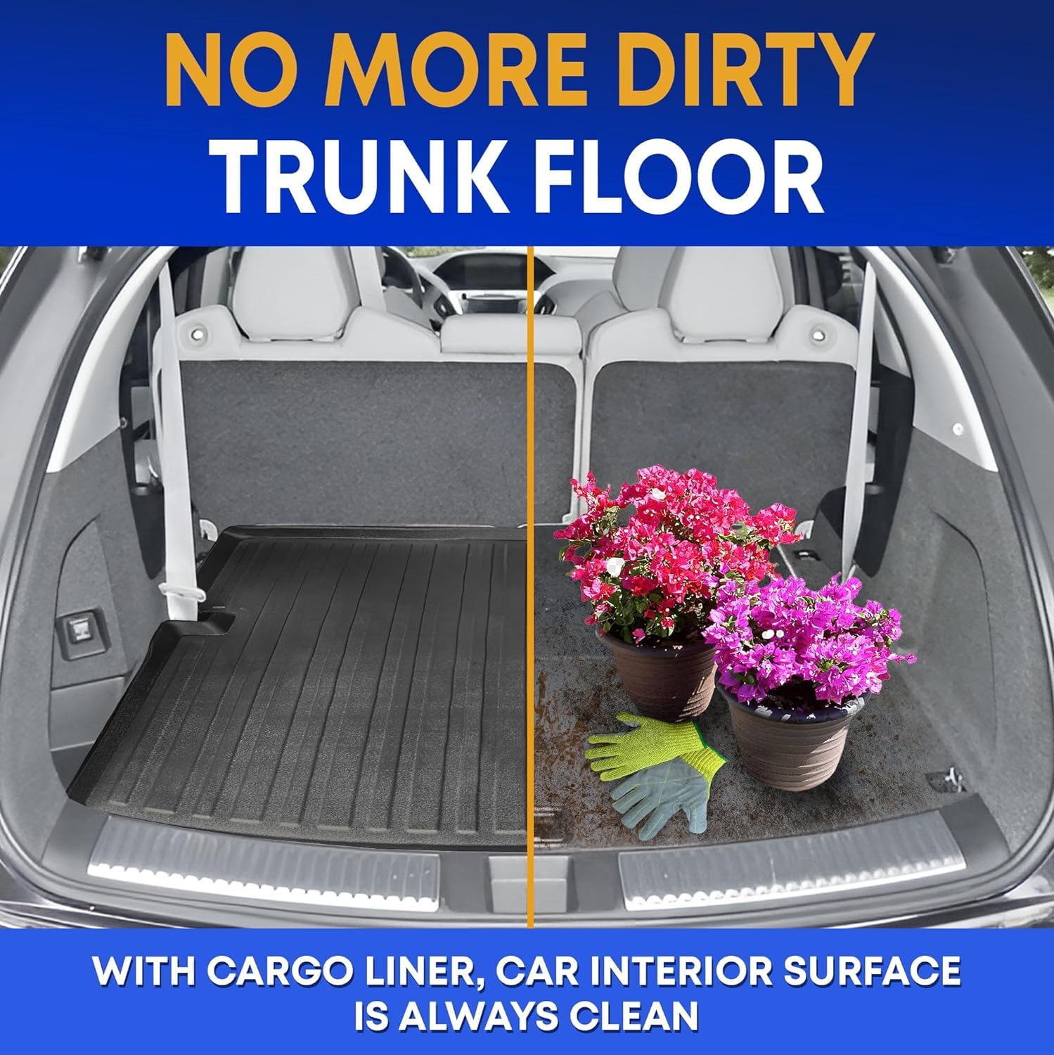 Premium Cargo Liner For Acura Mdx 2014-2020 - 100% Protection - Custom Fit Car Trunk Mat - Easy-To-Wash & All-Season Black Cargo Mat - 3D Shaped Laser Measured Trunk Liners For Acura Mdx 2014-2020.