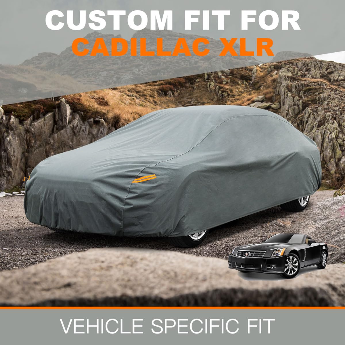 Kayme Heavy Duty Car Cover Custom Fit Cadillac Xlr (2003-2009) Waterproof All Weather For Automobiles, Full Exterior Covers Sun