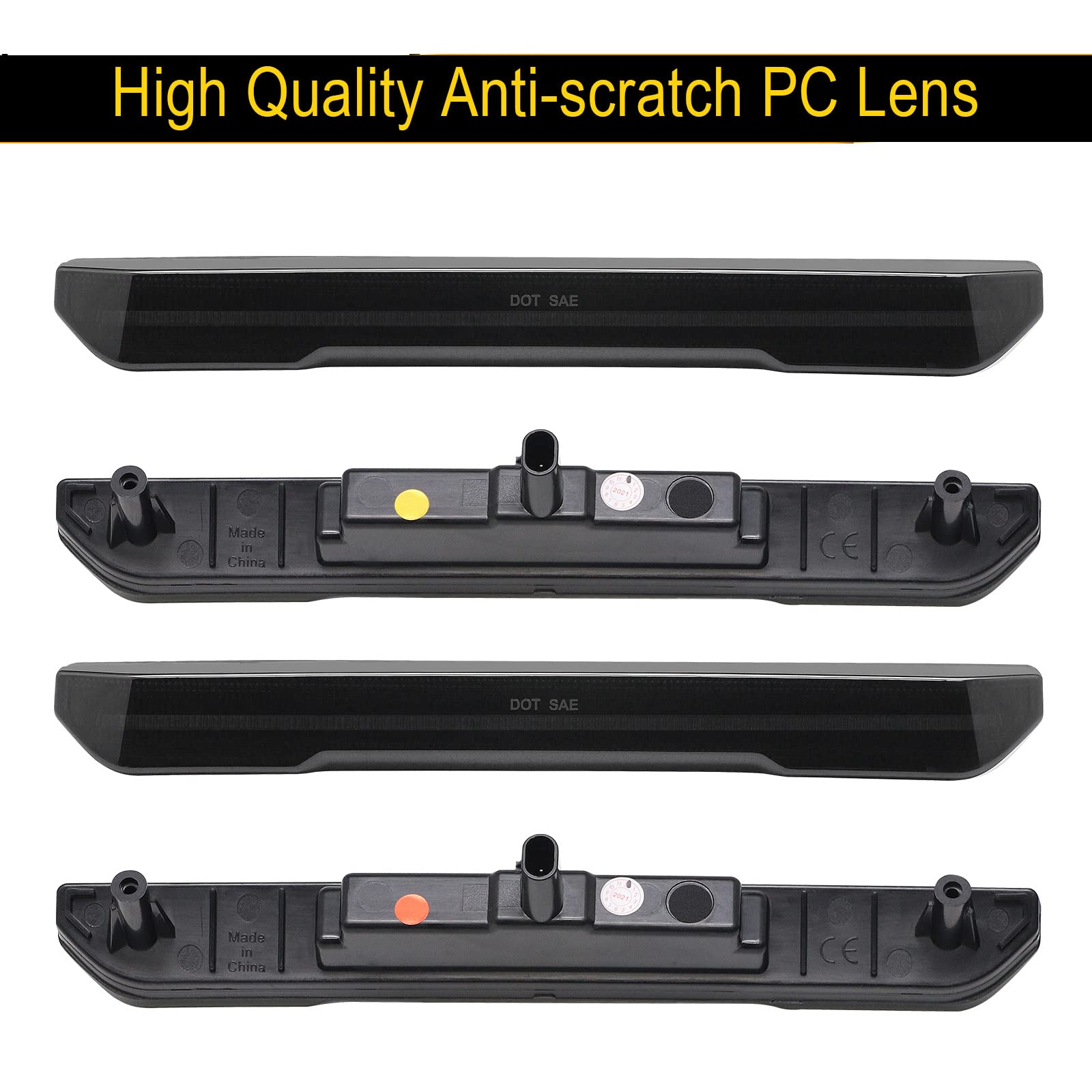 R&F Auto 4Pcs Smoked Lens Led Side Marker Lights Replacement For Sierra 2500Hd 3500Hd 2020-2024 Pickup Truck Amber Front Rear Re