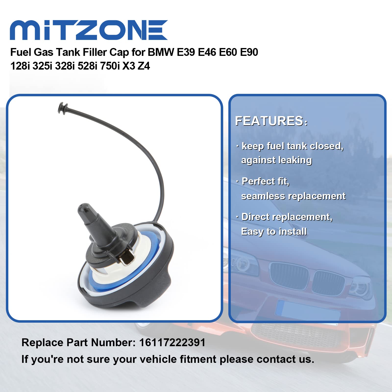 Mitzone Fuel Tank Gas Cap Compatible With Mini Cooper Bmw 320I 325I 328Xi 525I 528I 528Xi 535I X5 X6 X1 And Most Bmw Vehicle
