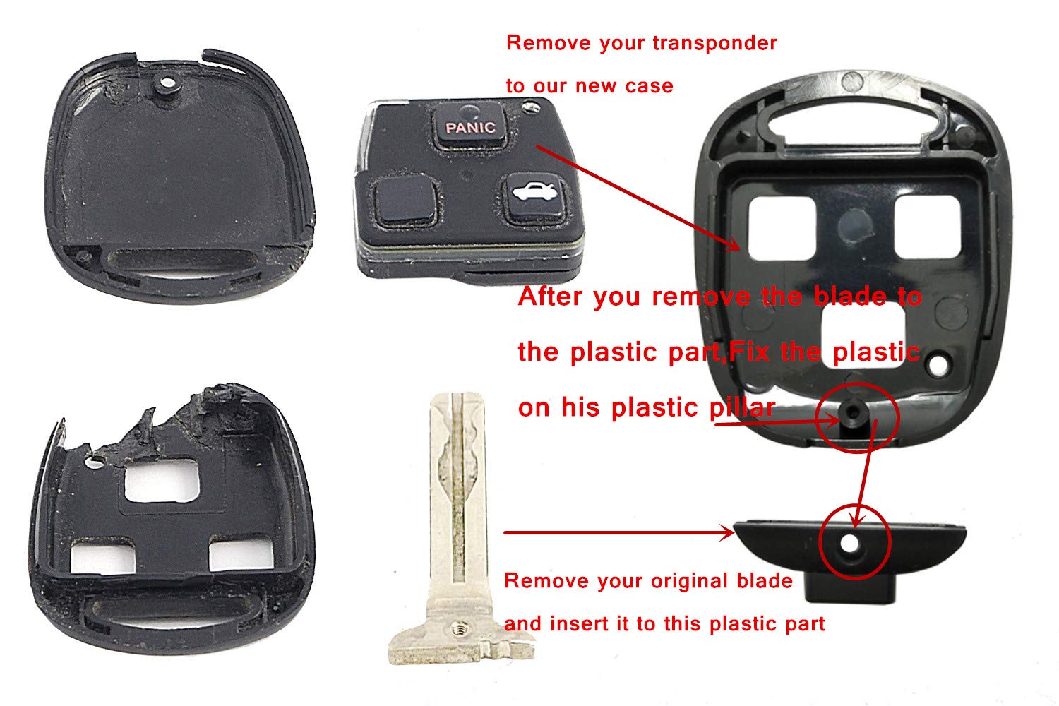 Horande Replacement Key Fob Cover Case Fit For Lexus Es Gs Gx Is Ls Lx Rx Sc Is300 Is330 Es300 Es330 Gx470 Rx330 Rx350 Rx400H Ls400 Ls430 Lx470 Keyless Entry Key Fob Shell