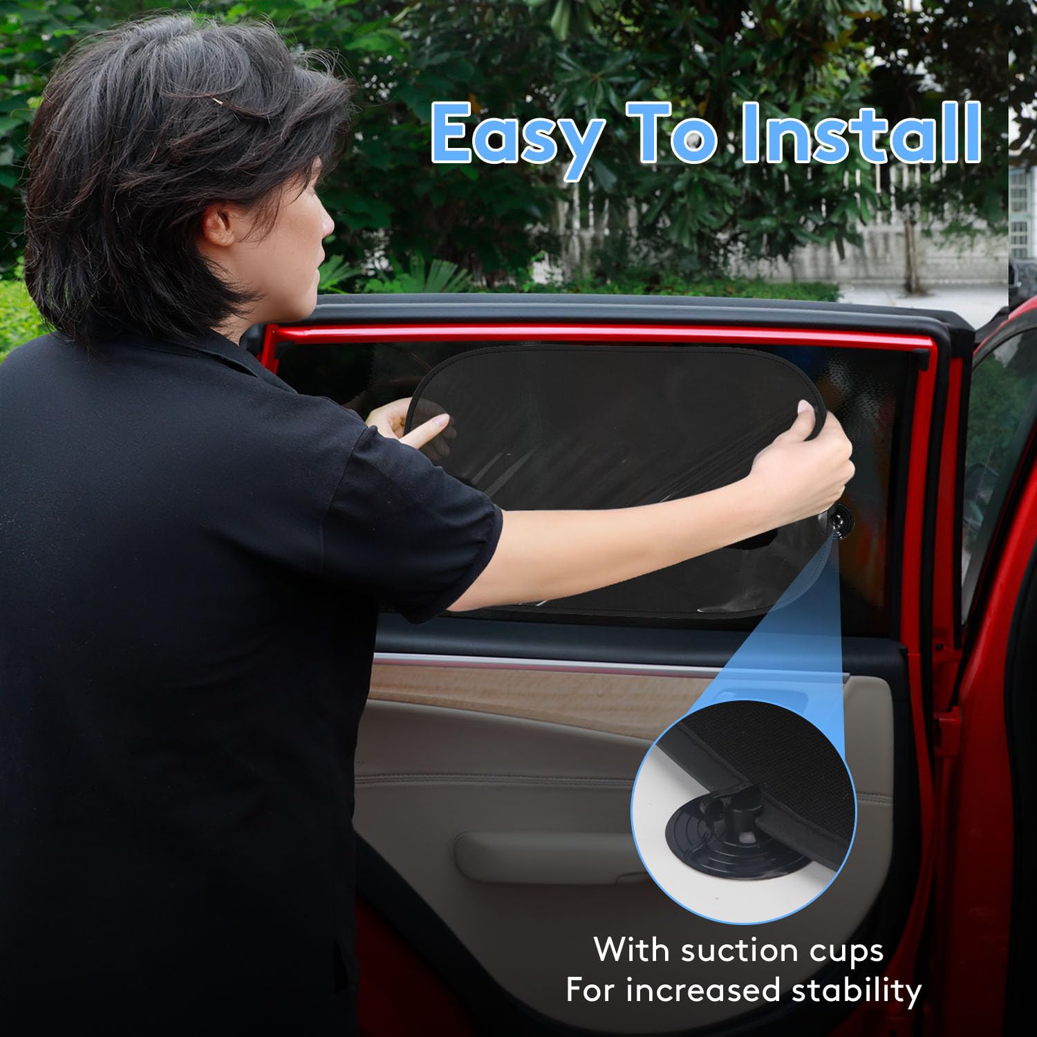 Car Window Shade for Baby (21x14), 2 Pack See-Through Car Window Shades with Suction Cups, Sun Shade Side Window Complete Ki