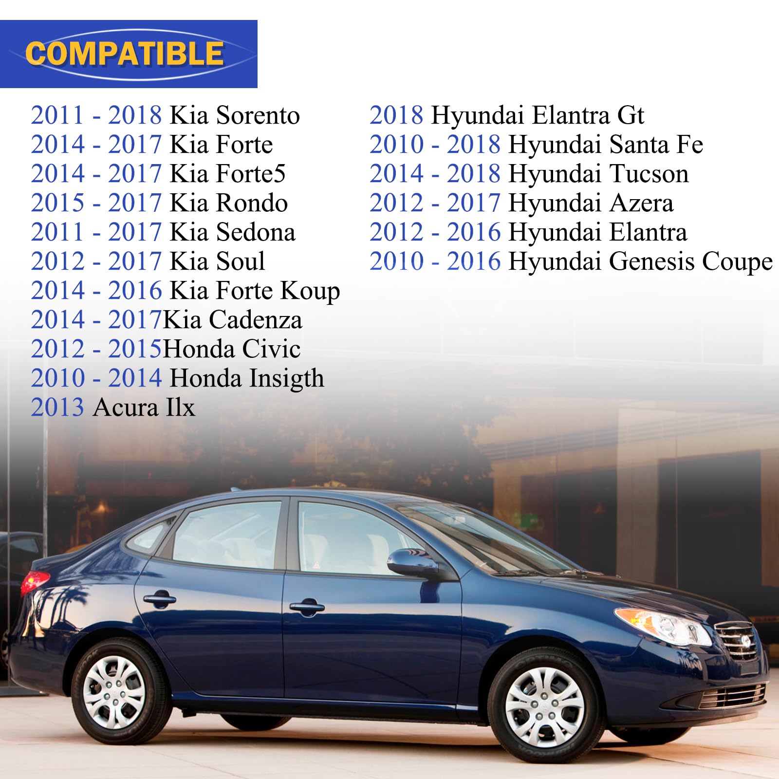 Double Iridium Spark Plug Compatible With 2010-2018 Hyundai Elantra Tucson Azera Santa Fe/Kia Sorento Forte Sedona Rondo Soul Ca