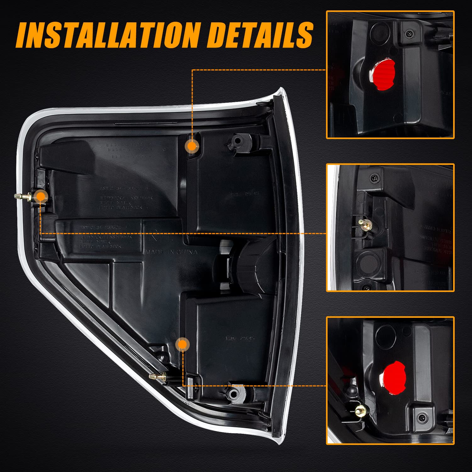 Ransoto F150 Right Tail Light Compatible With Ford F-150 2009 2010 2011 2012 2013 2014 Chrome Trim Passenger Side