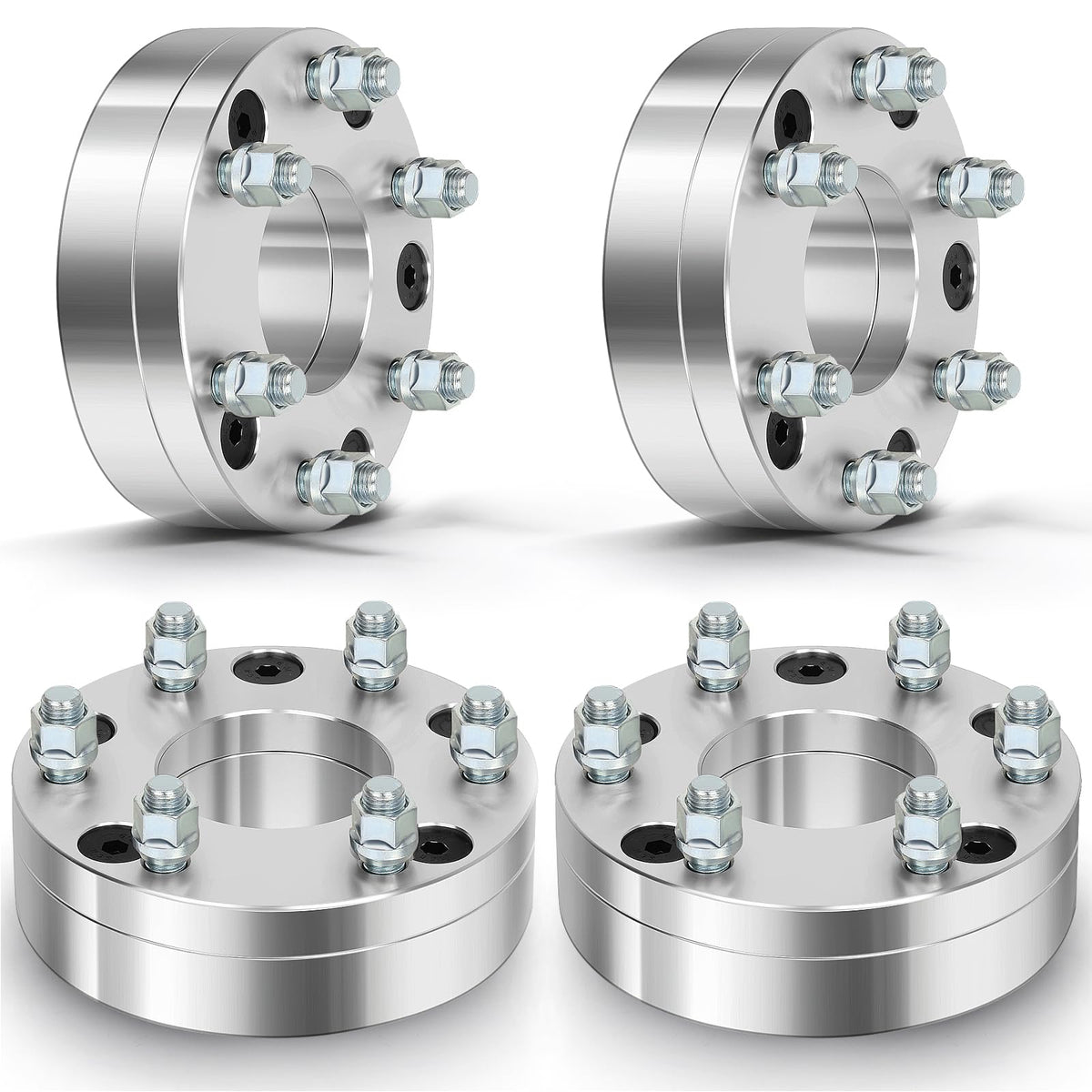 ECCPP 4PCS 6 Lug 2 inch Wheel Adapters 5x5 to 6x5.5 14x1.5 78.1mm Silver Compatible with 2006-2010 for Jeep Commander 1999-2014 