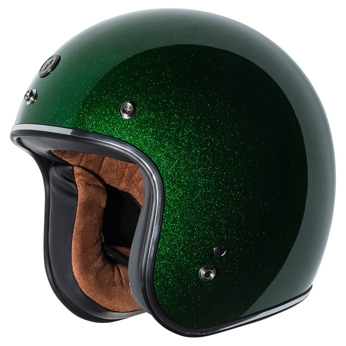 Torc (T50 Route 66) 3/4 Helmet With Super Flake Speciality Paint (Limecycle Green, Medium)