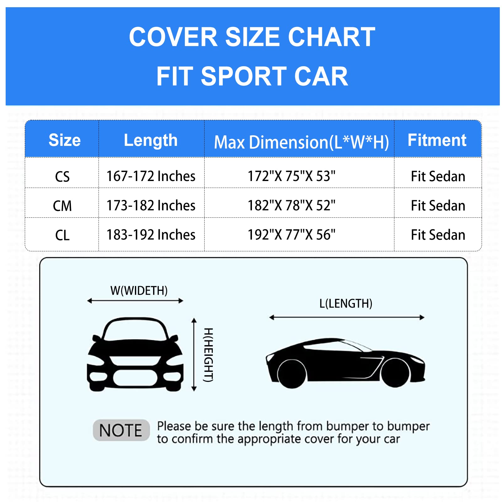 Tecoom Car Cover Waterproof All Weather 190T Polyester Silver Fit 173-182" Coupe/Sport Car Windproof UV Rain Hail Protector