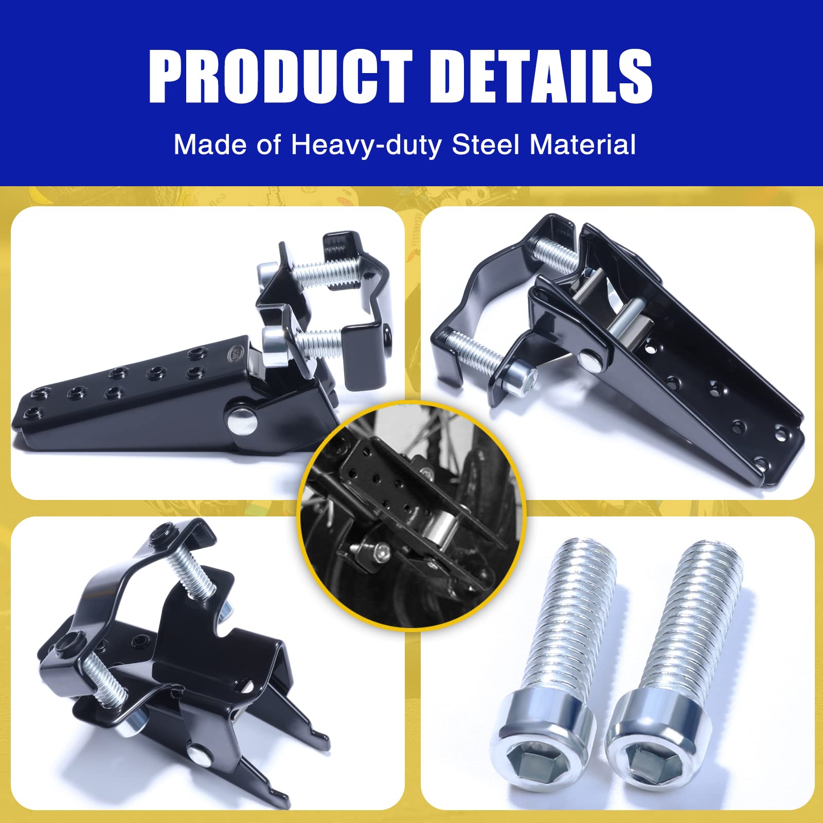 Aicars Universal Motorcycle Foot Pegs: Bike Footpegs Folding Pedal Fit For Mini Bike Atv Utv Go Karts