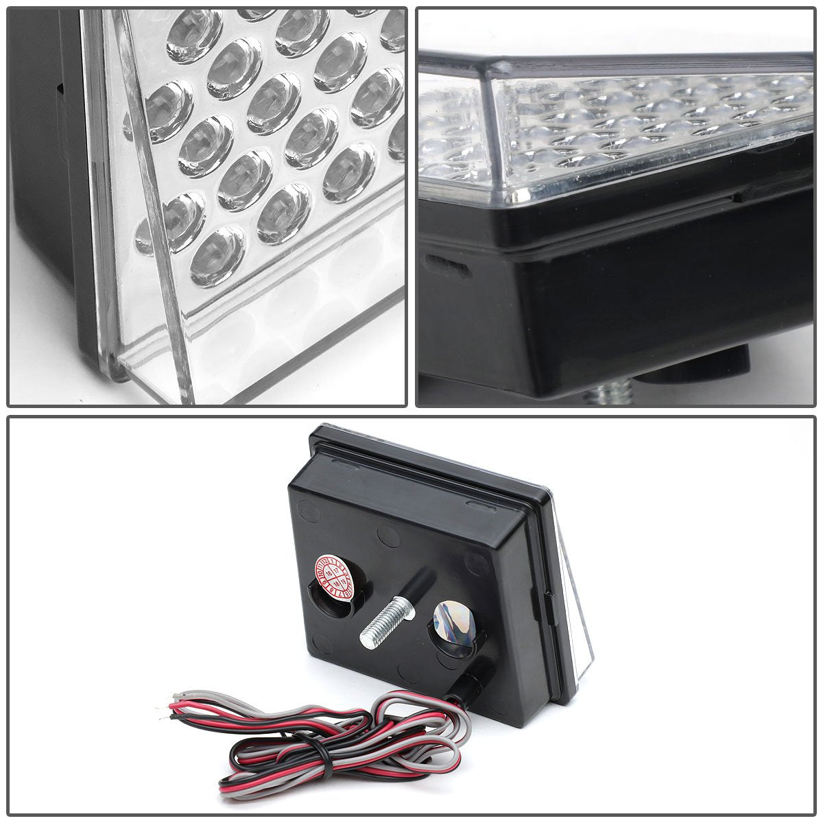 Auto Dynasty 80Mm W X 70Mm H Universal Square 43 Bright Red Led Rear Tail Third 3Rd Brake Lights