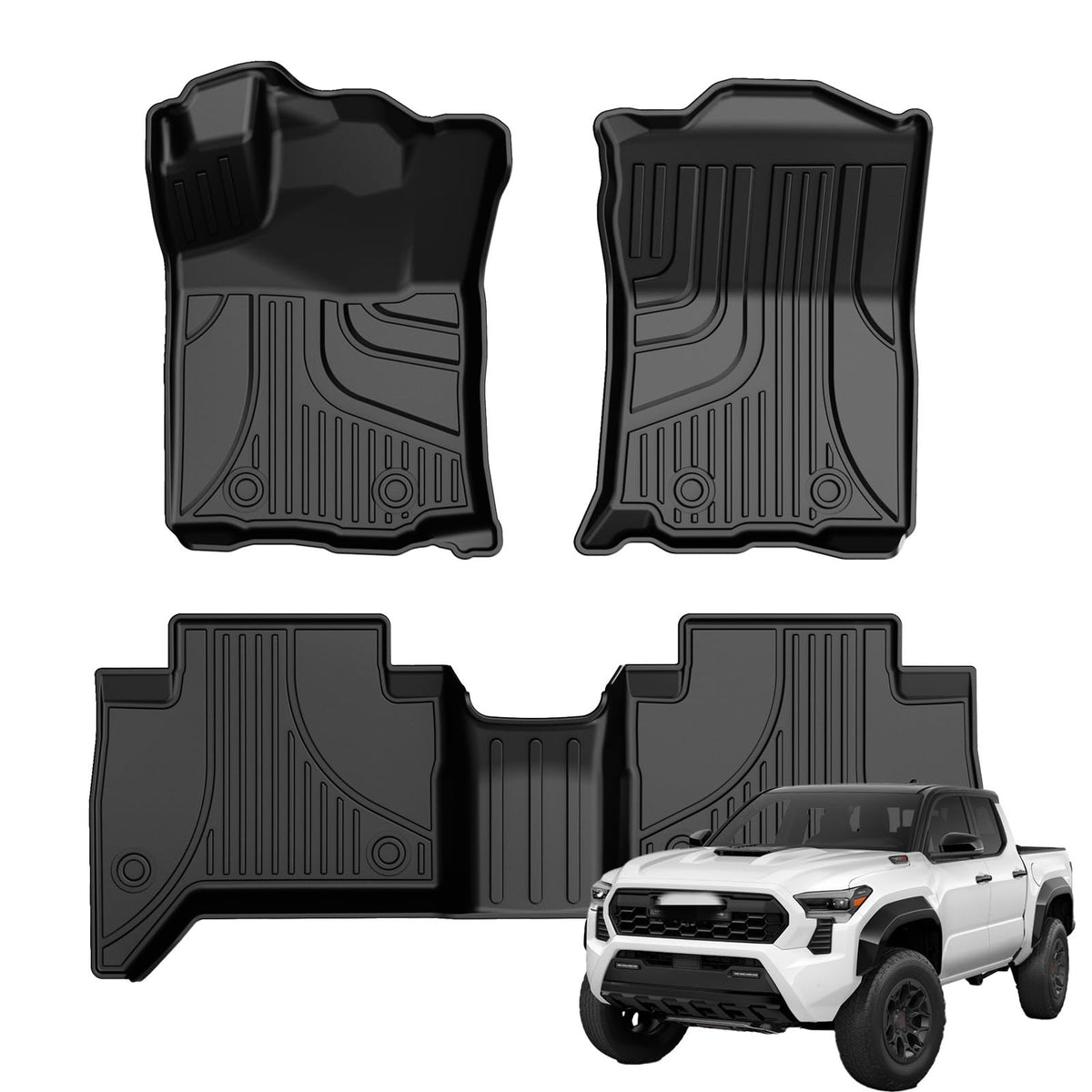 Aomsazto Floor Mats For 2016-2023 Toyota Tacoma Double Cab (Automatic Only), Tpe All Weather Custom Fit Bed Mat For Toyota Tacom