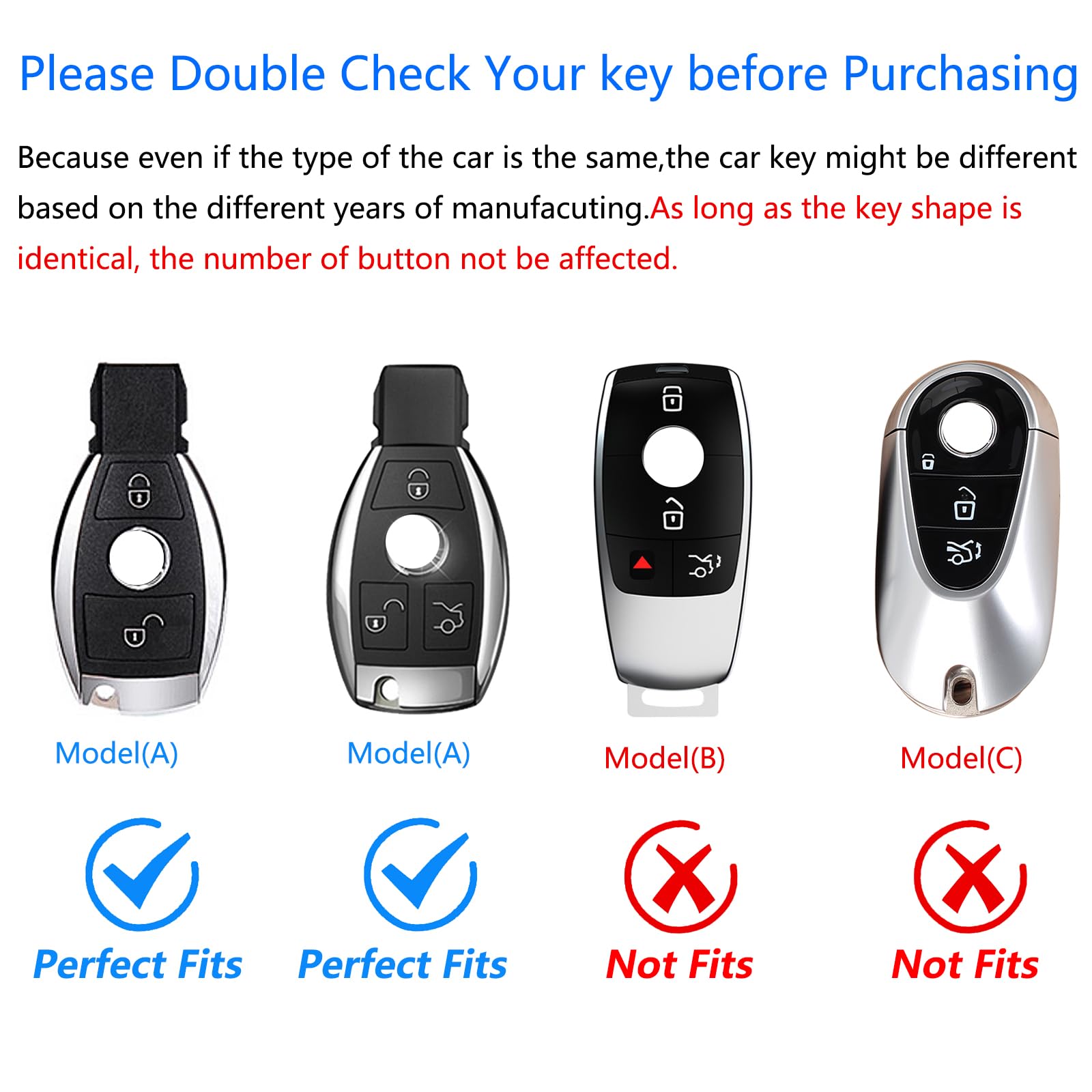 Ocezbiis for Mercedes Benz Key Fob Cover,Keychain,Zinc Alloy Protection Car Key Shell Case Compatible with C E S M CLS G Class S