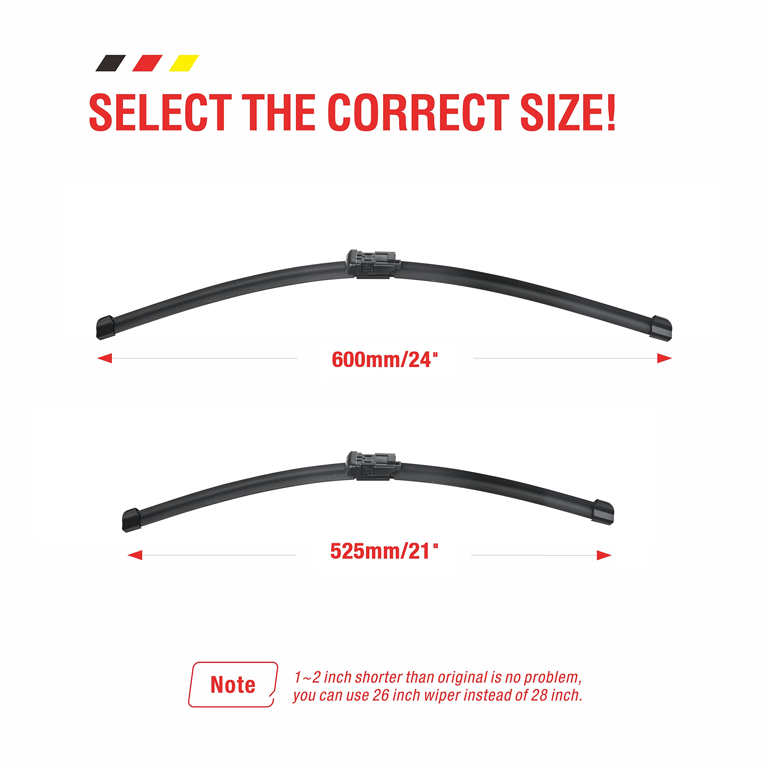 24''+21'' Front Windshield Wiper Blades Replacement For Chevrolet Traverse 2009-2011 Malibu 2009-2012 Volkswagen Tiguan 2009-201
