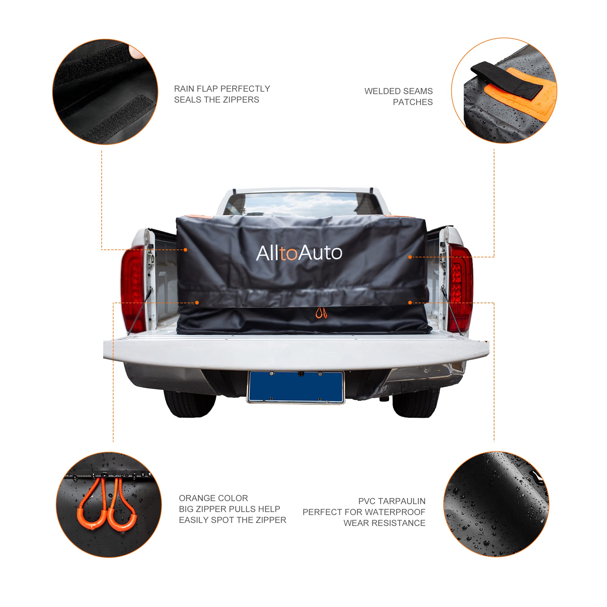 Alltoauto Truck Bed Cargo Bag With Cargo Net, 100% Waterproof 600D Heavy Duty, Fits Any Truck Size (51''X40''X22'') 26 Cubic Fee
